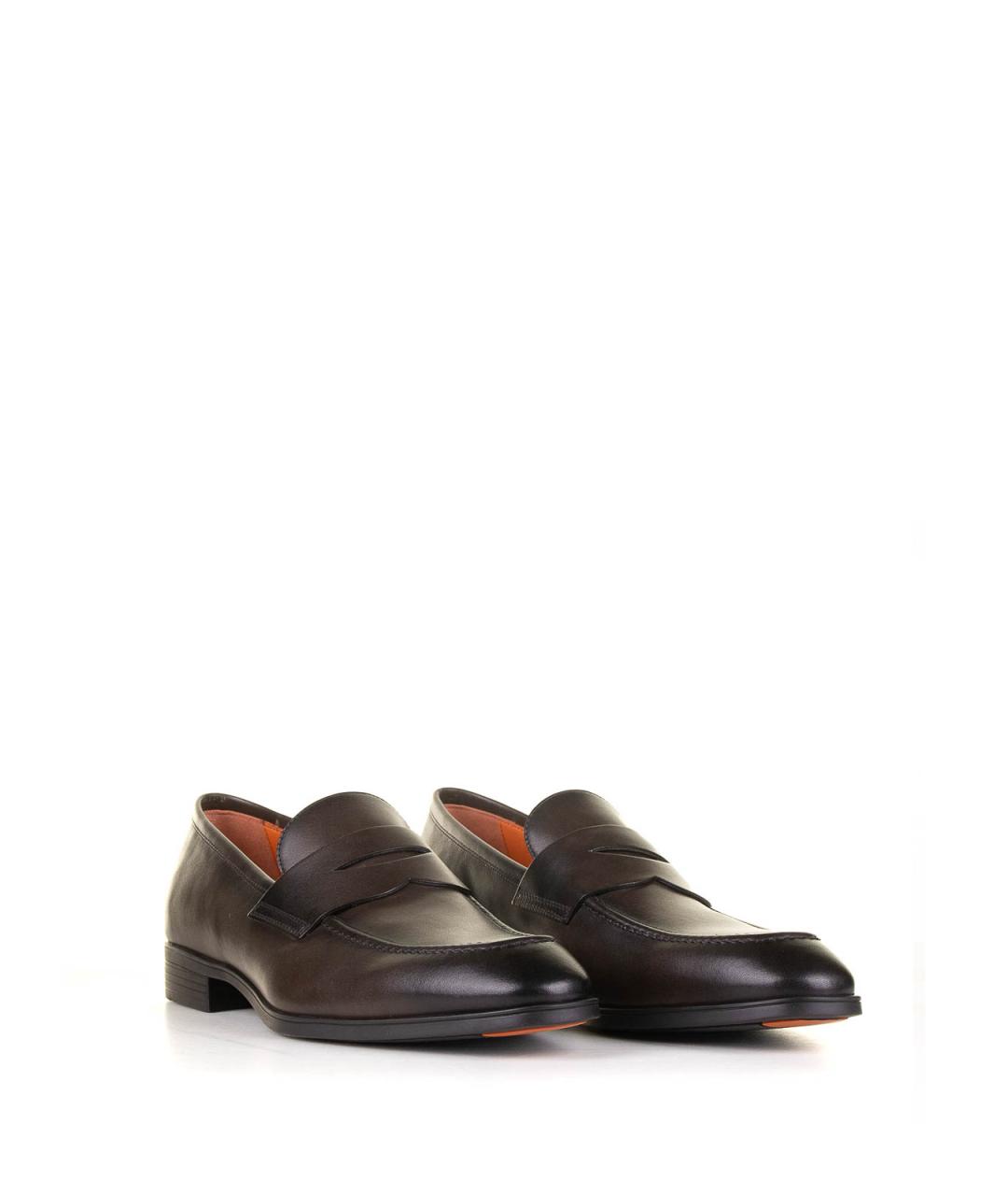 SANTONI Коричневые кожаные лоферы, фото 2