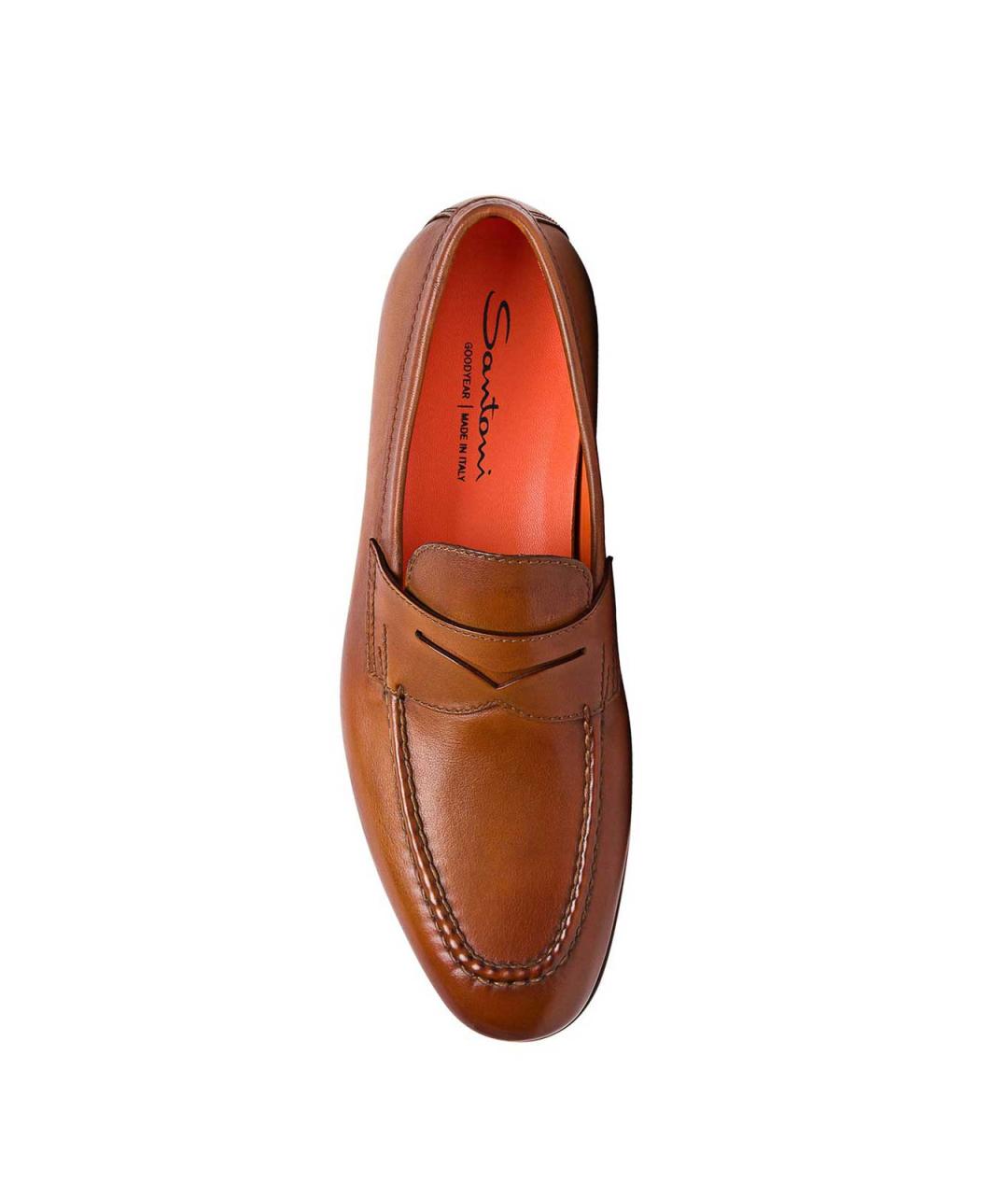 SANTONI Коричневые кожаные лоферы, фото 4