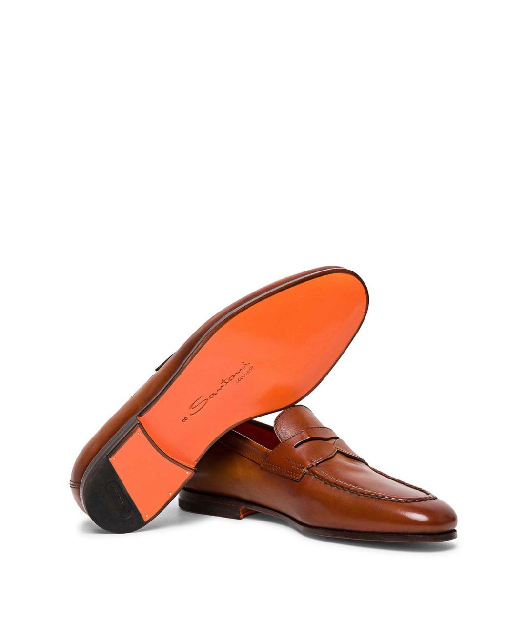 SANTONI Коричневые кожаные лоферы, фото 3