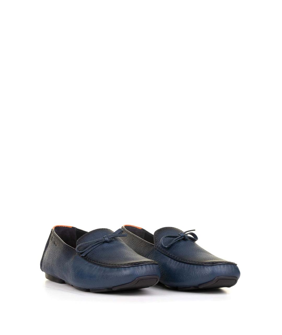 SANTONI Синие кожаные лоферы, фото 2
