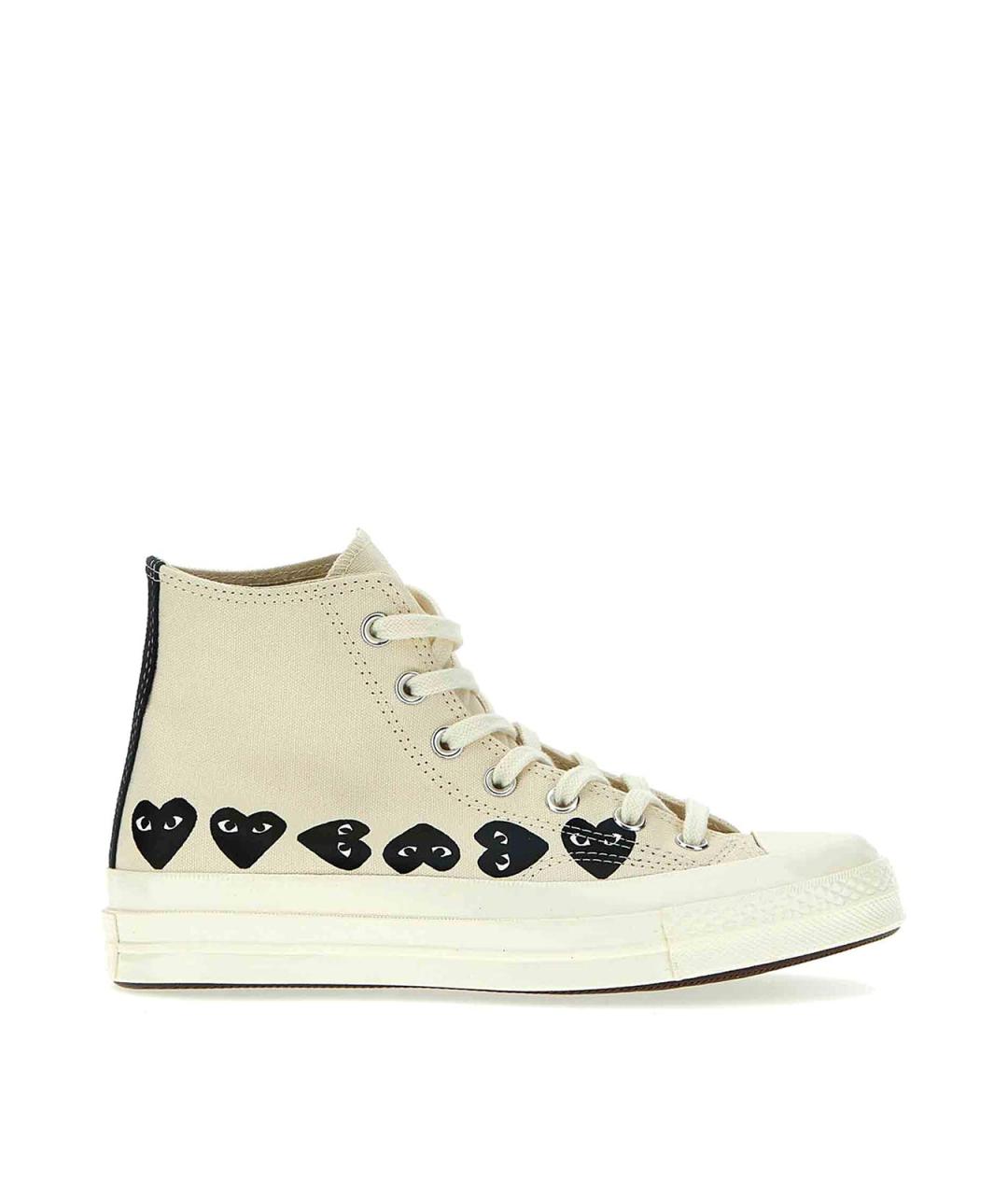 COMME DES GARÇONS PLAY Белые текстильные высокие кроссовки / кеды, фото 1