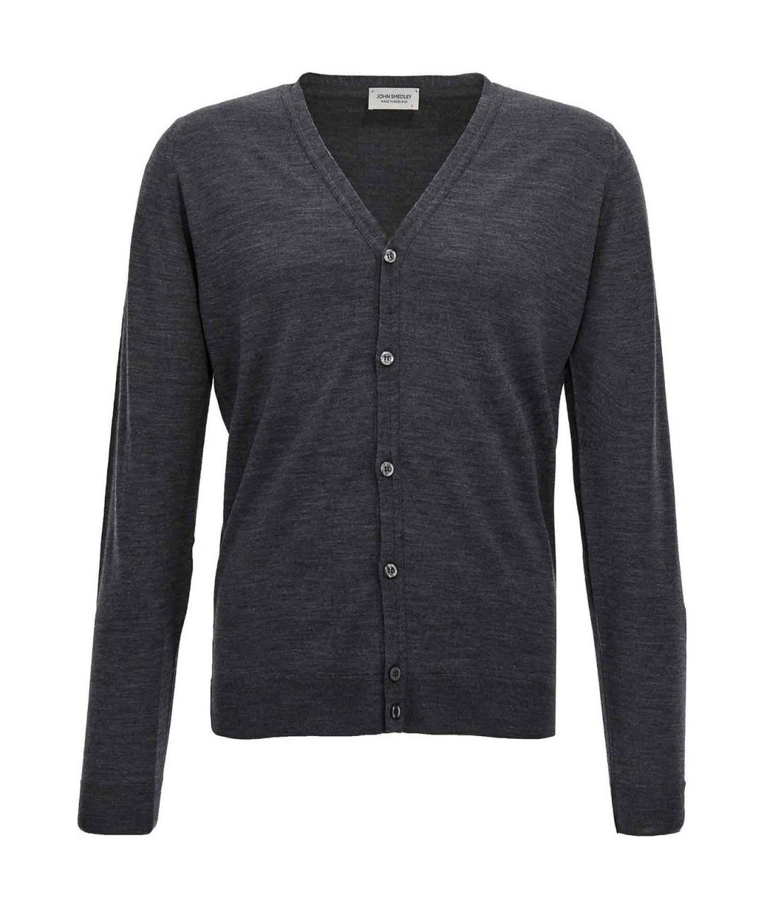 JOHN SMEDLEY Серый шерстяной кардиган, фото 1