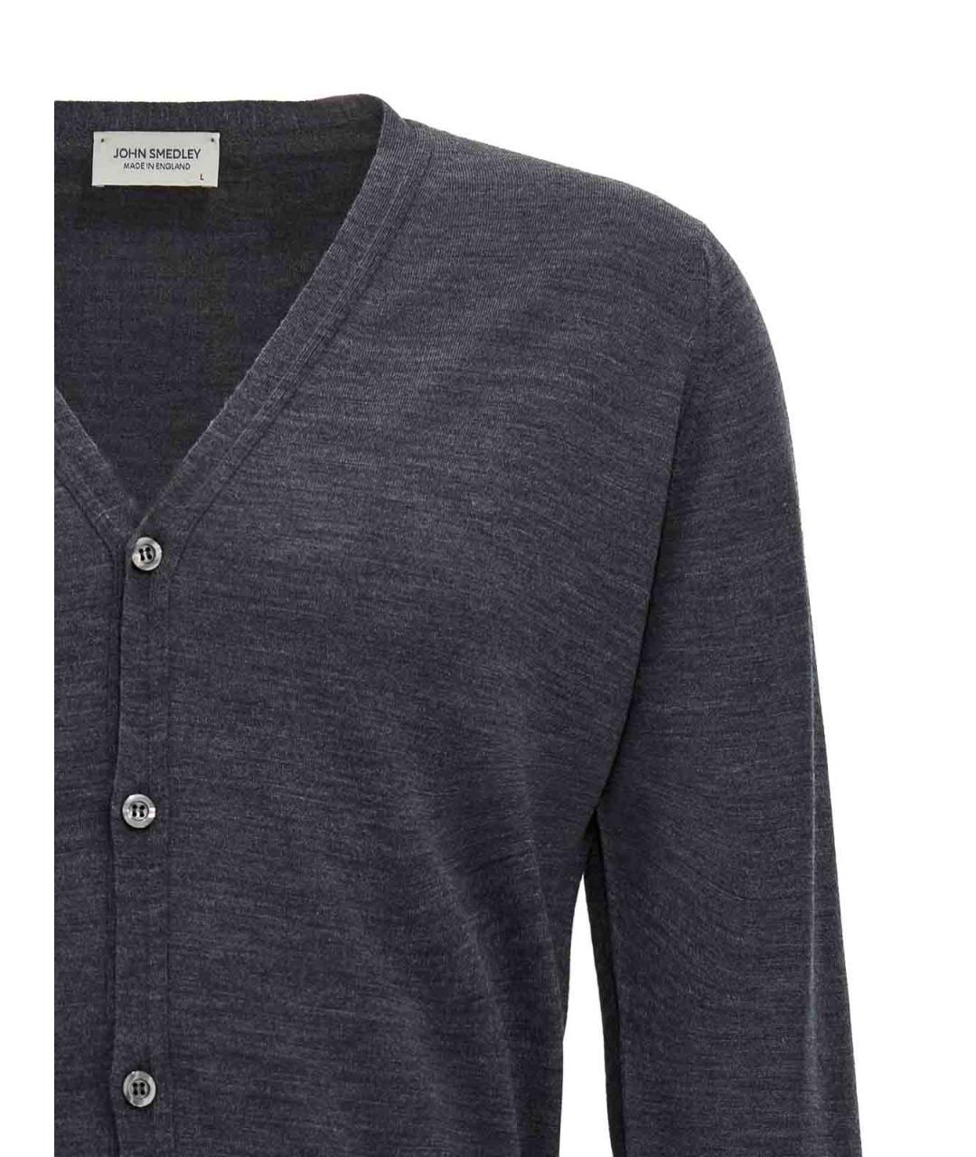 JOHN SMEDLEY Серый шерстяной кардиган, фото 3