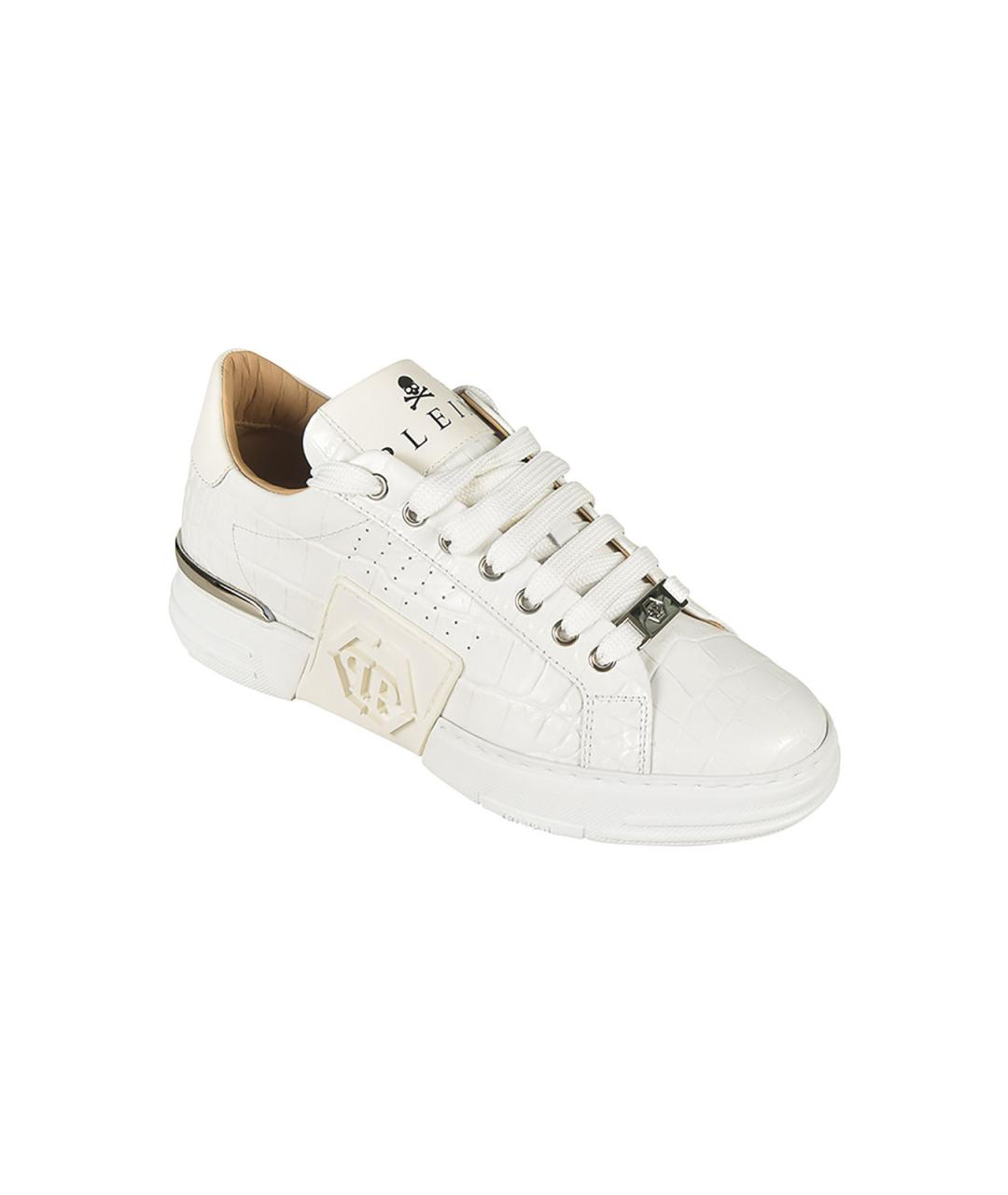 PHILIPP PLEIN Белые кожаные кроссовки, фото 2
