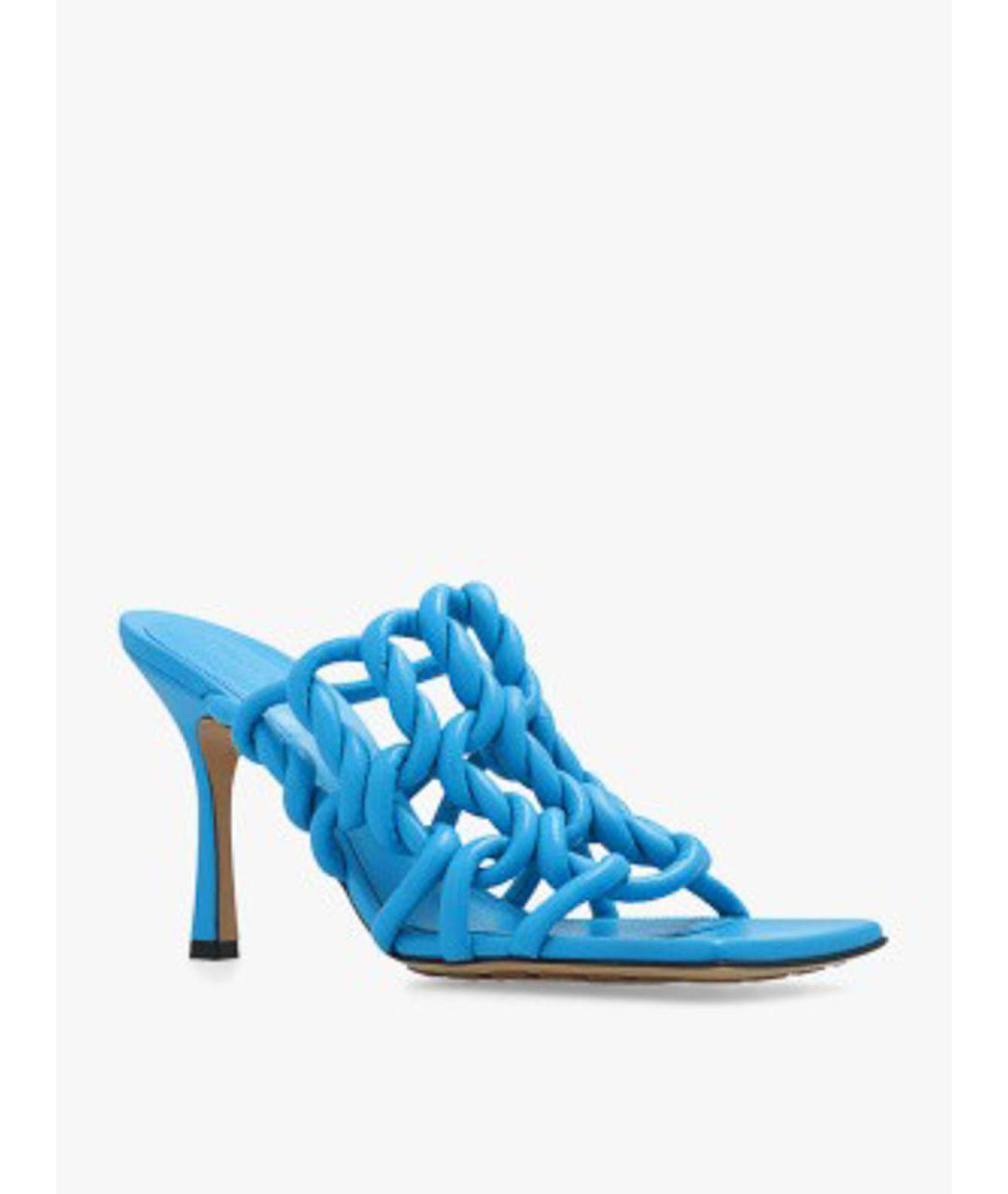 BOTTEGA VENETA Голубые кожаные сандалии, фото 2