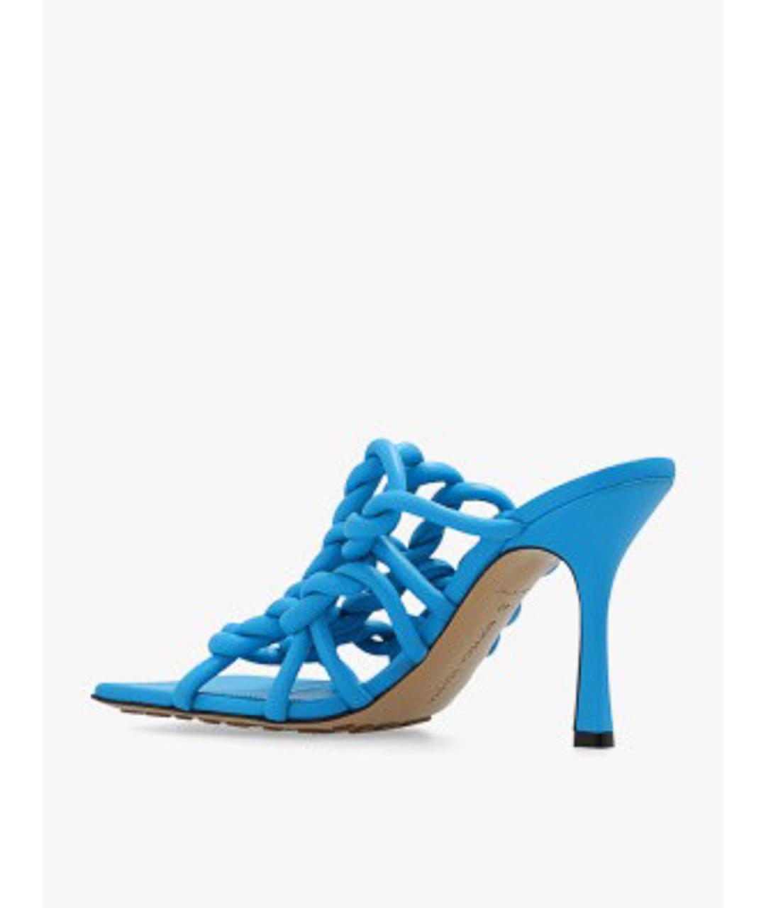 BOTTEGA VENETA Голубые кожаные сандалии, фото 3