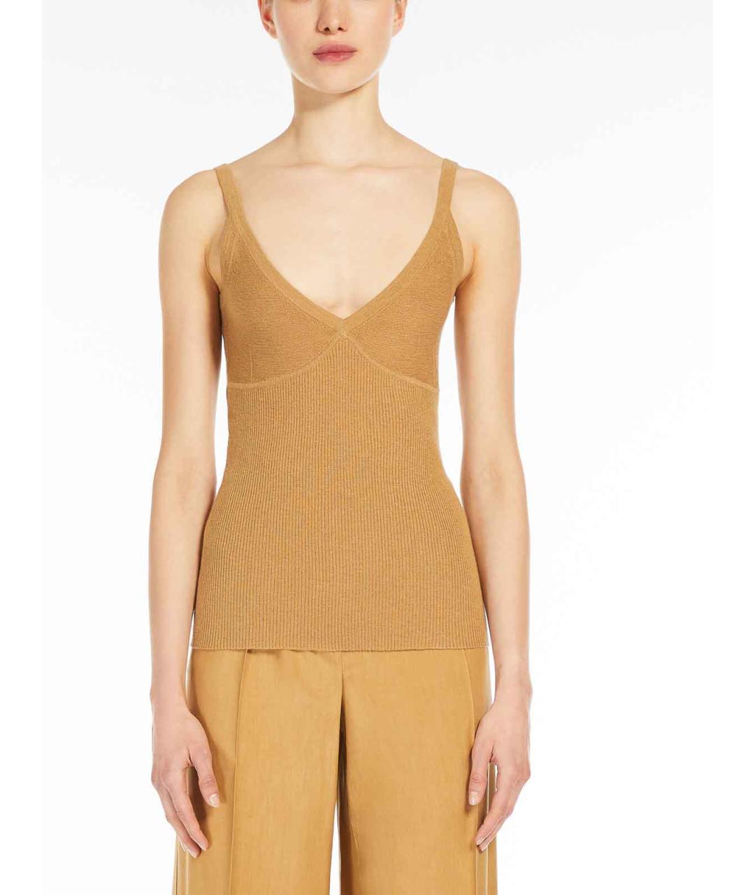 MAX MARA Бежевая кашемировая майка, фото 3
