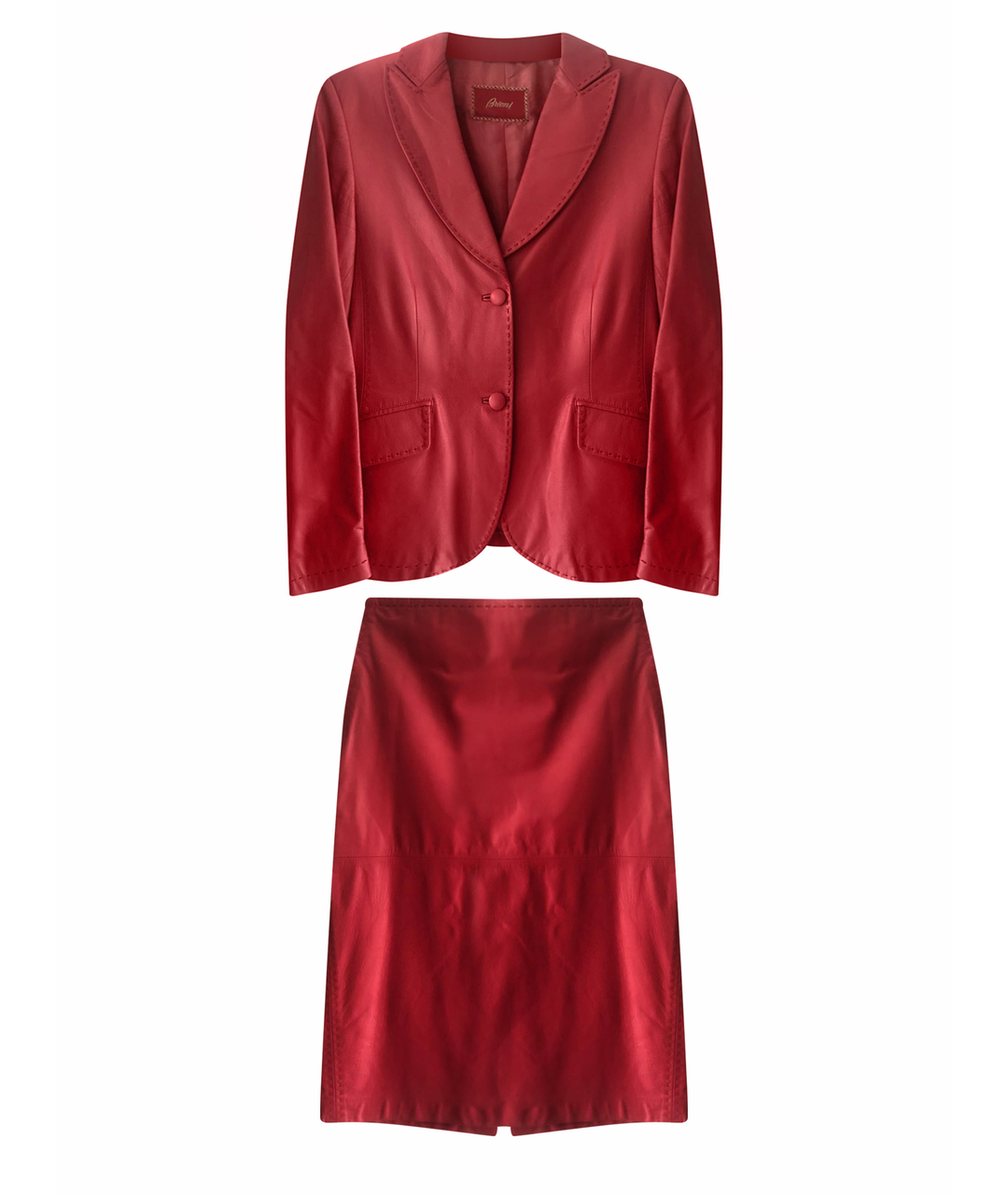 BRIONI Красный кожаный костюм с брюками, фото 1