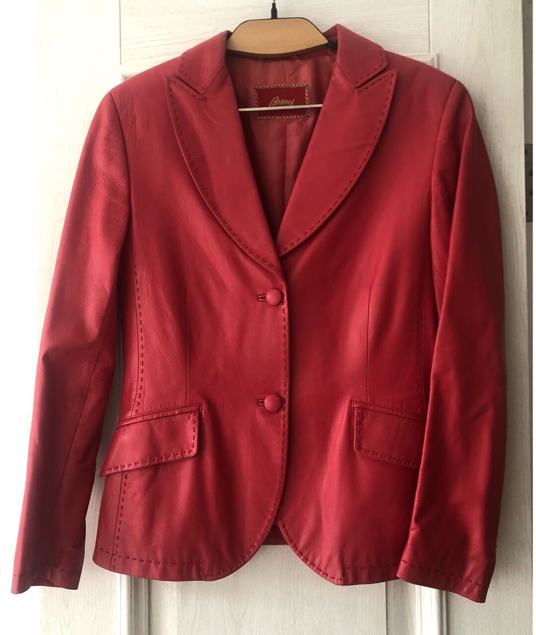 BRIONI Красный кожаный костюм с брюками, фото 9
