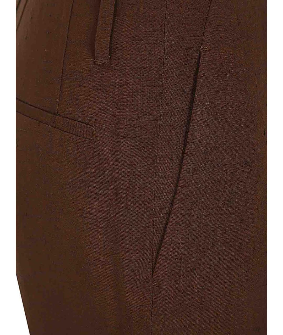 DRIES VAN NOTEN Коричневые шелковые брюки узкие, фото 3