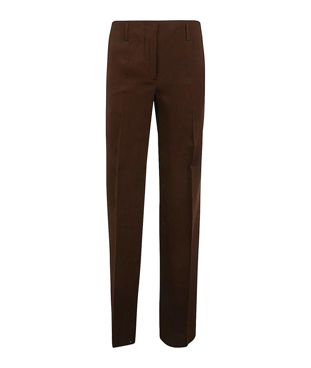 DRIES VAN NOTEN Коричневые шелковые брюки узкие, фото 1
