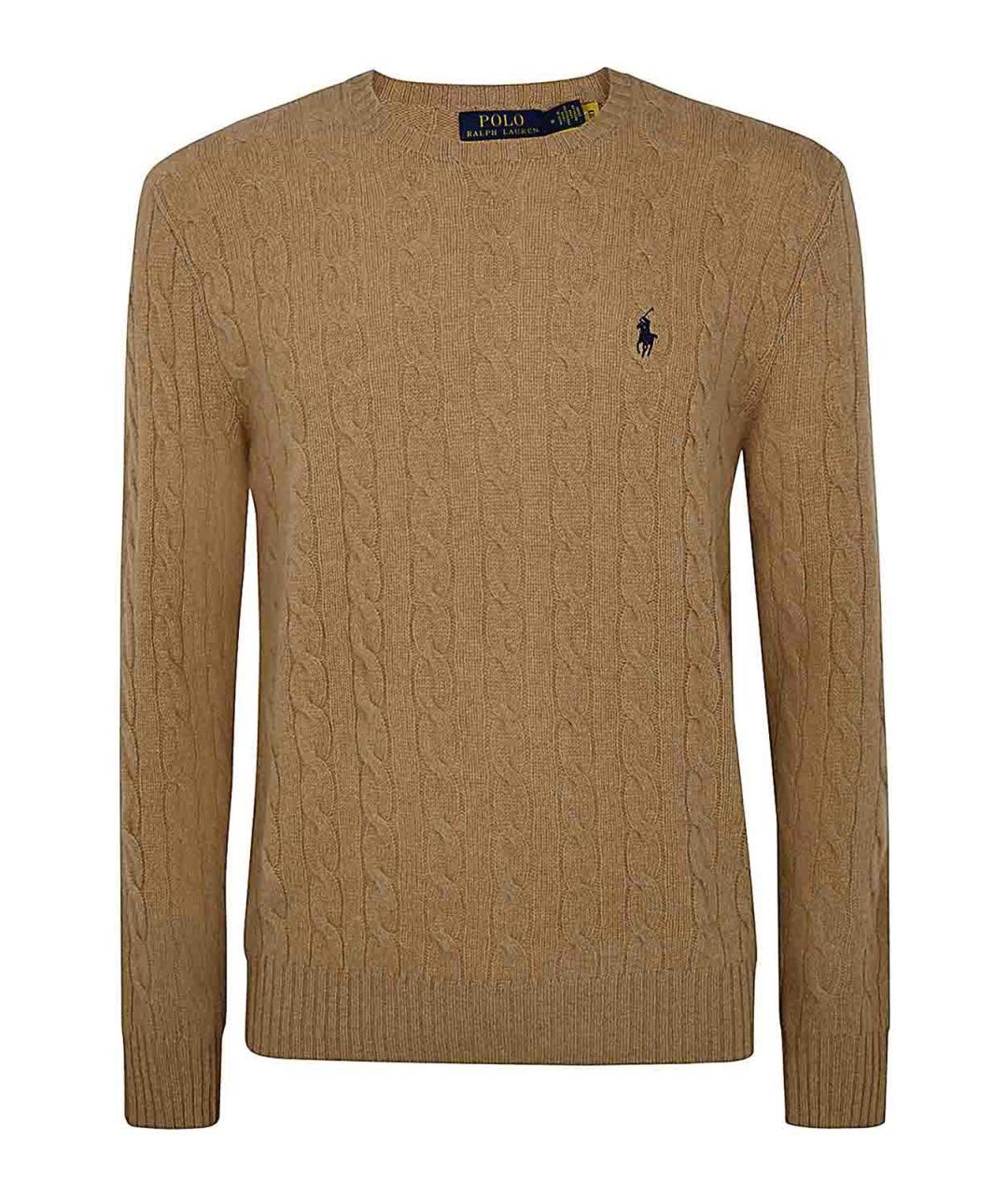 POLO RALPH LAUREN Коричневый кашемировый джемпер / свитер, фото 2