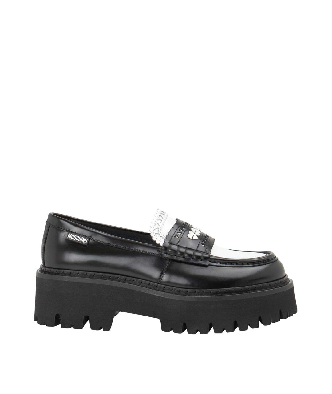 MOSCHINO Черные кожаные лоферы, фото 1