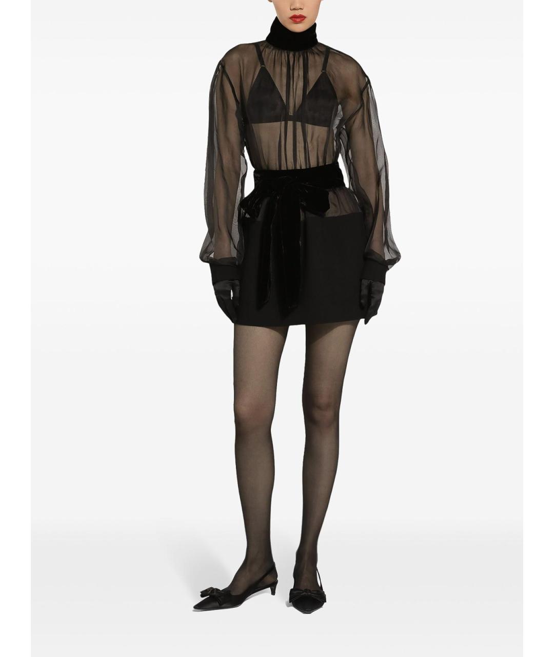 DOLCE&GABBANA Черное шелковое коктейльное платье, фото 2