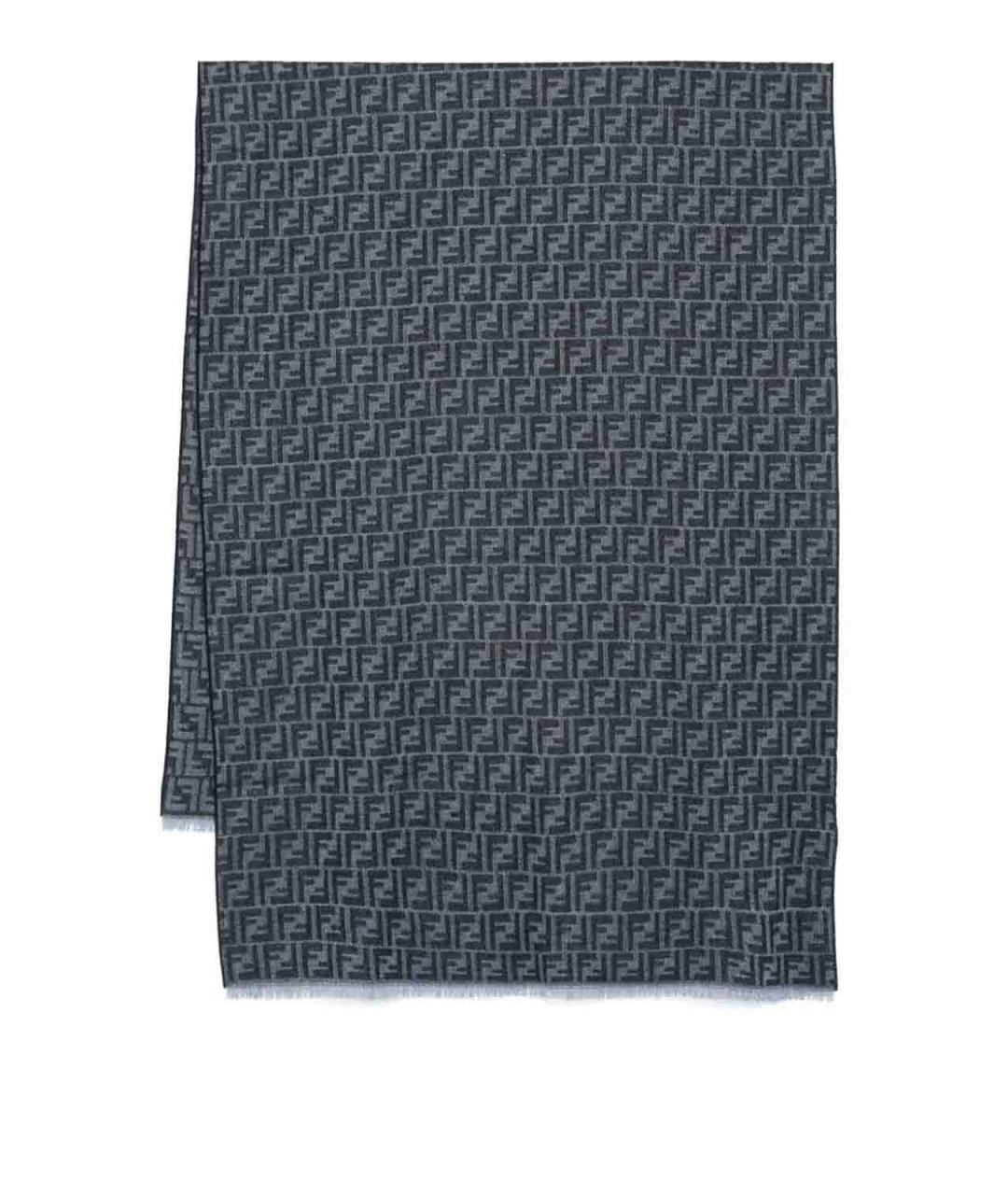 FENDI Темно-синий шерстяной шарф, фото 1