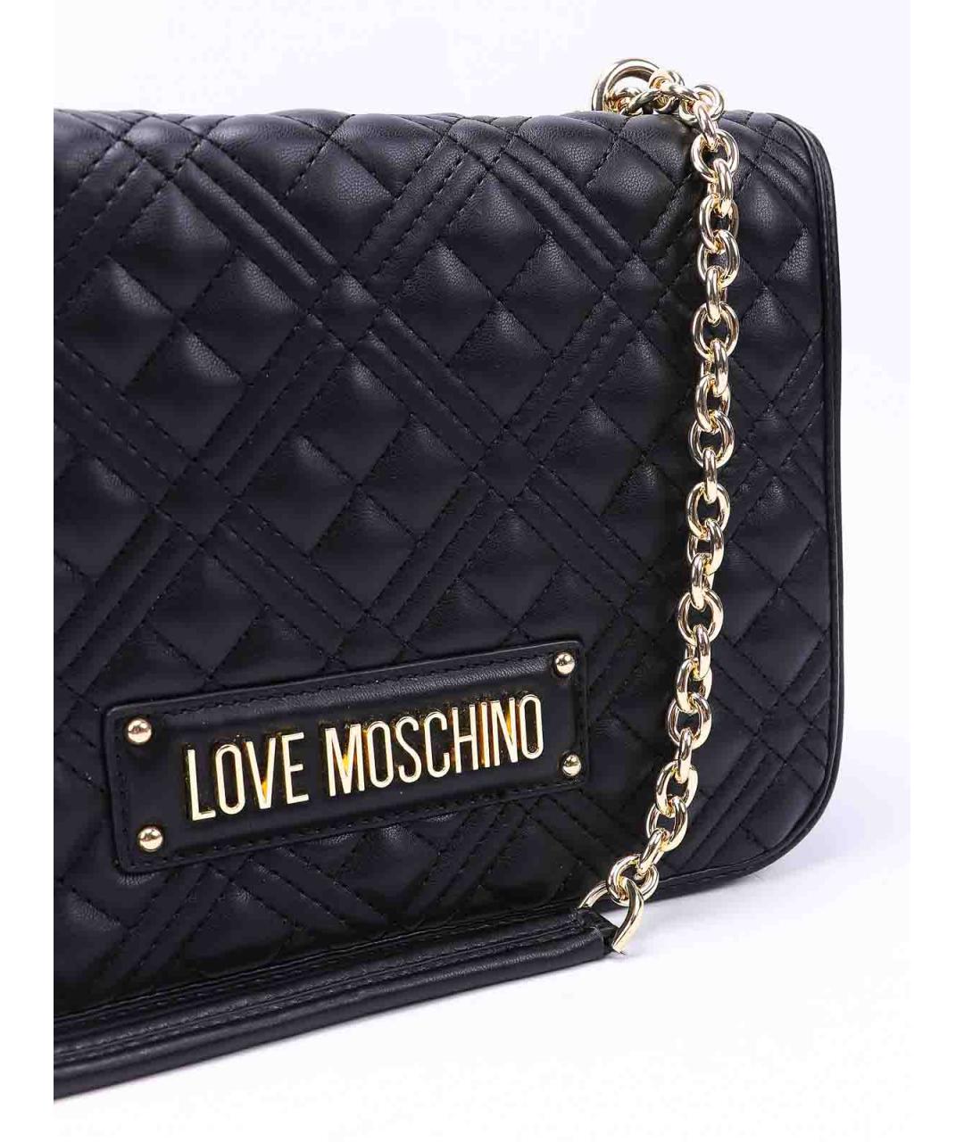 LOVE MOSCHINO Черная кожаная сумка через плечо, фото 4