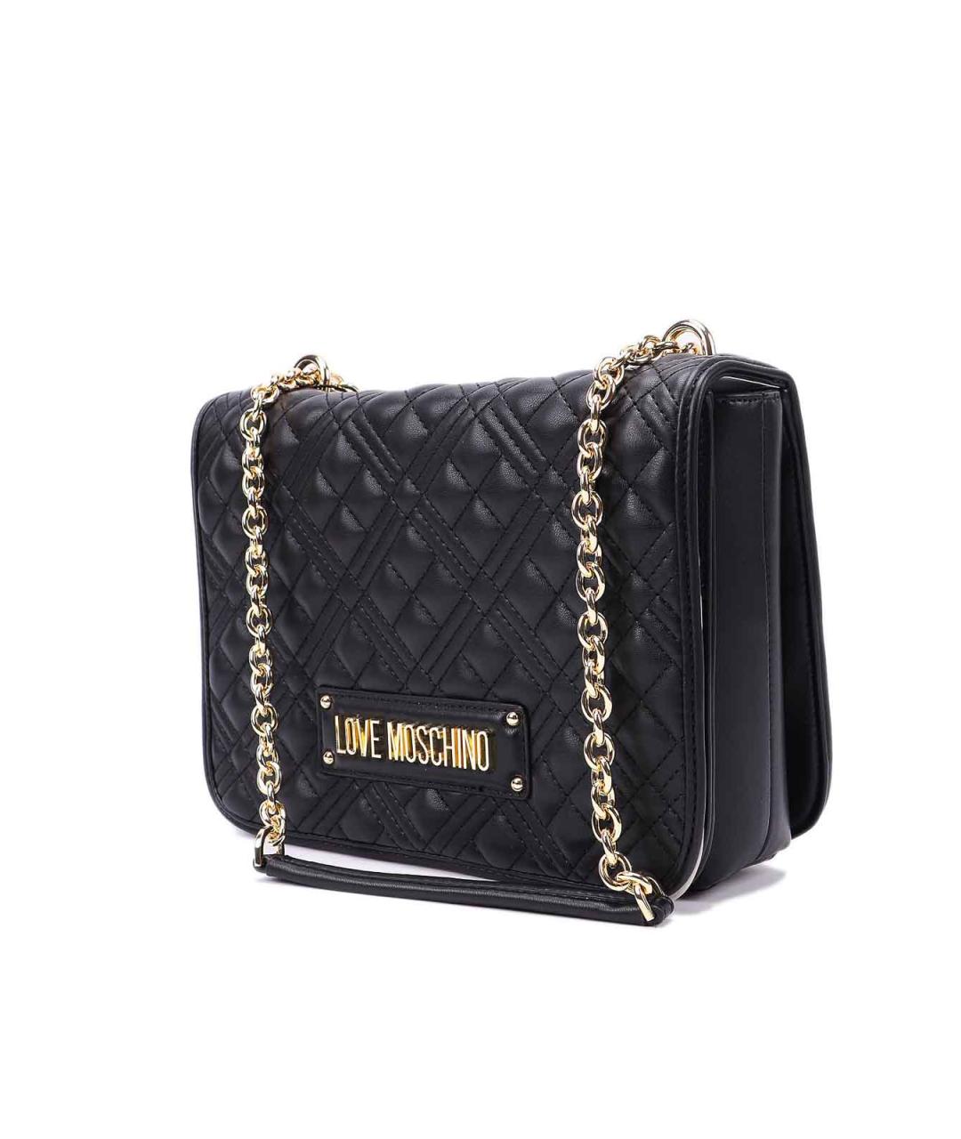LOVE MOSCHINO Черная кожаная сумка через плечо, фото 2
