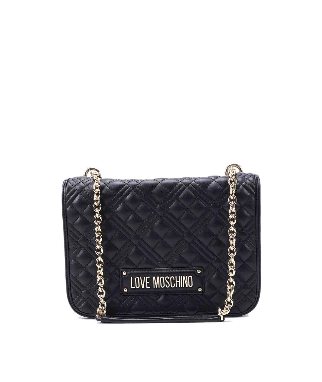 LOVE MOSCHINO Черная кожаная сумка через плечо, фото 1