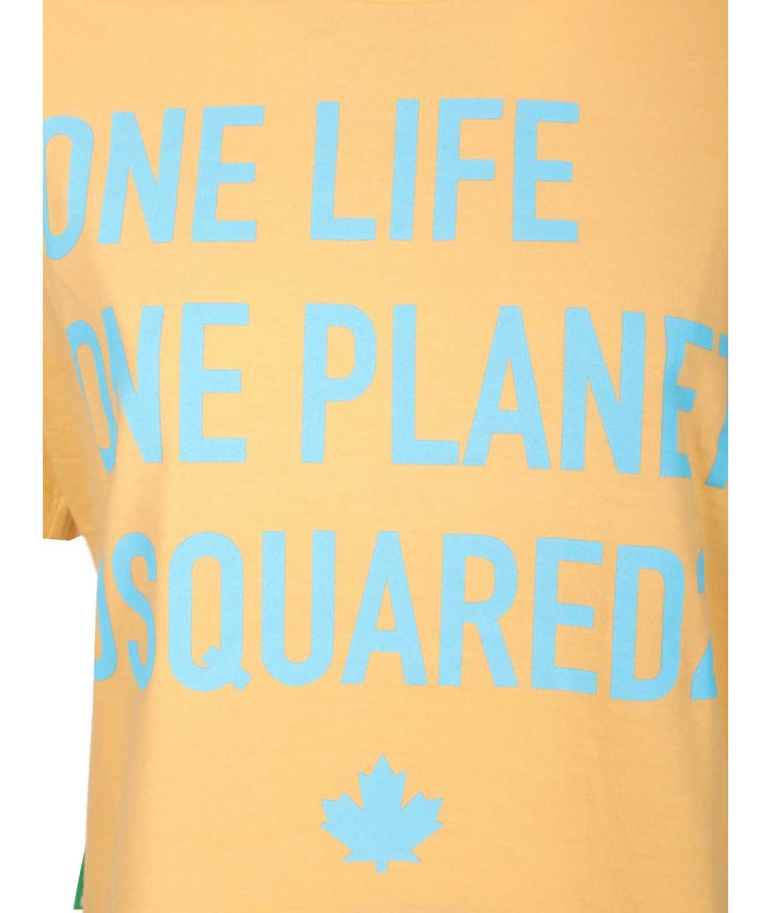 DSQUARED2 Желтая хлопковая футболка, фото 3