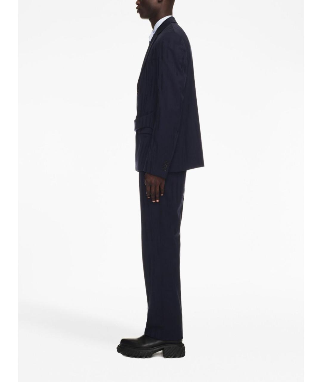 OFF-WHITE Синие шерстяные повседневные брюки, фото 5