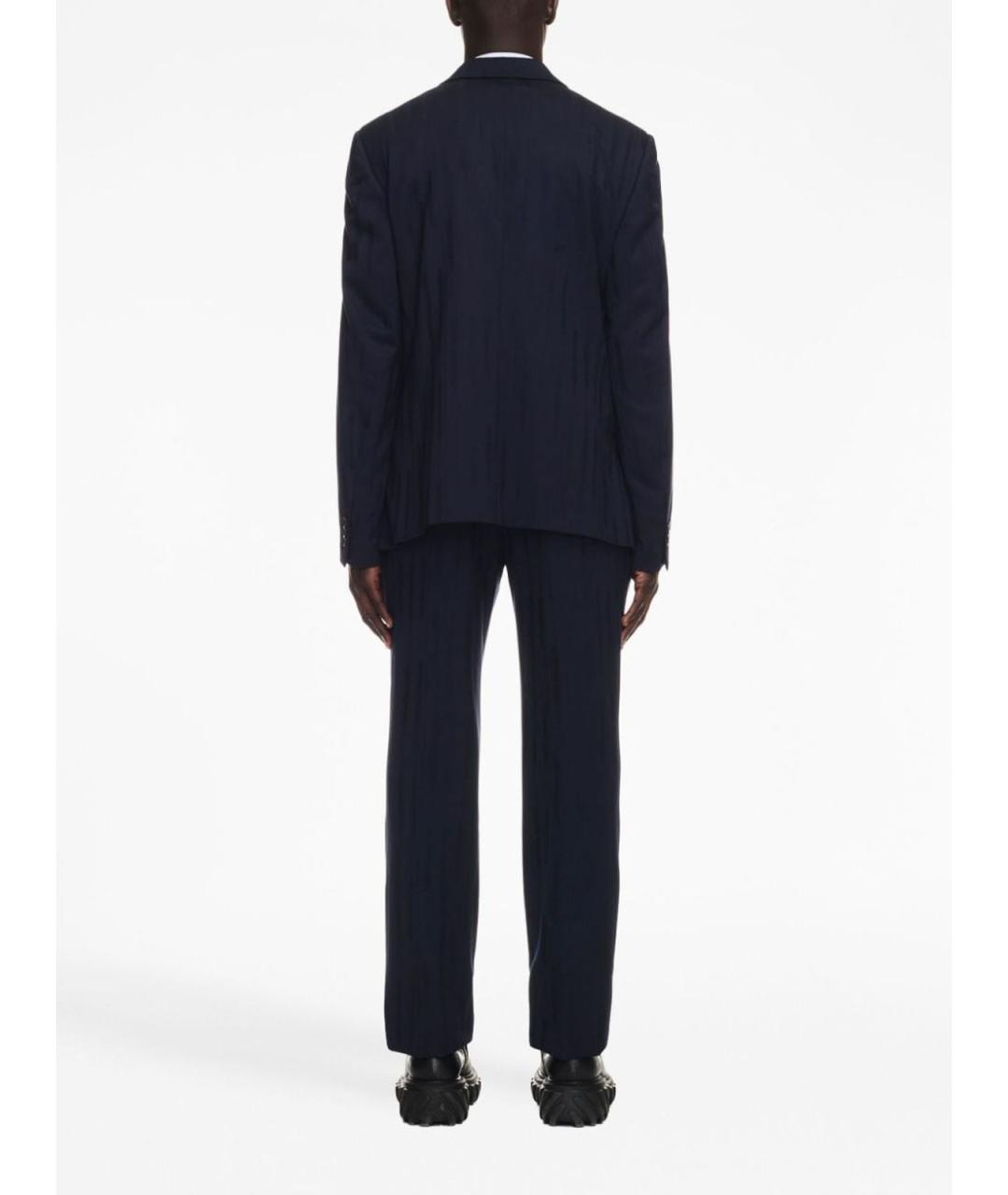 OFF-WHITE Синие шерстяные повседневные брюки, фото 4