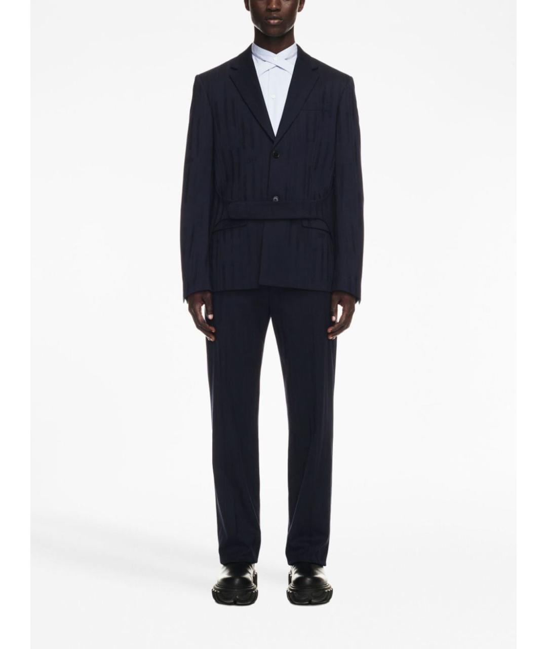 OFF-WHITE Синие шерстяные повседневные брюки, фото 3
