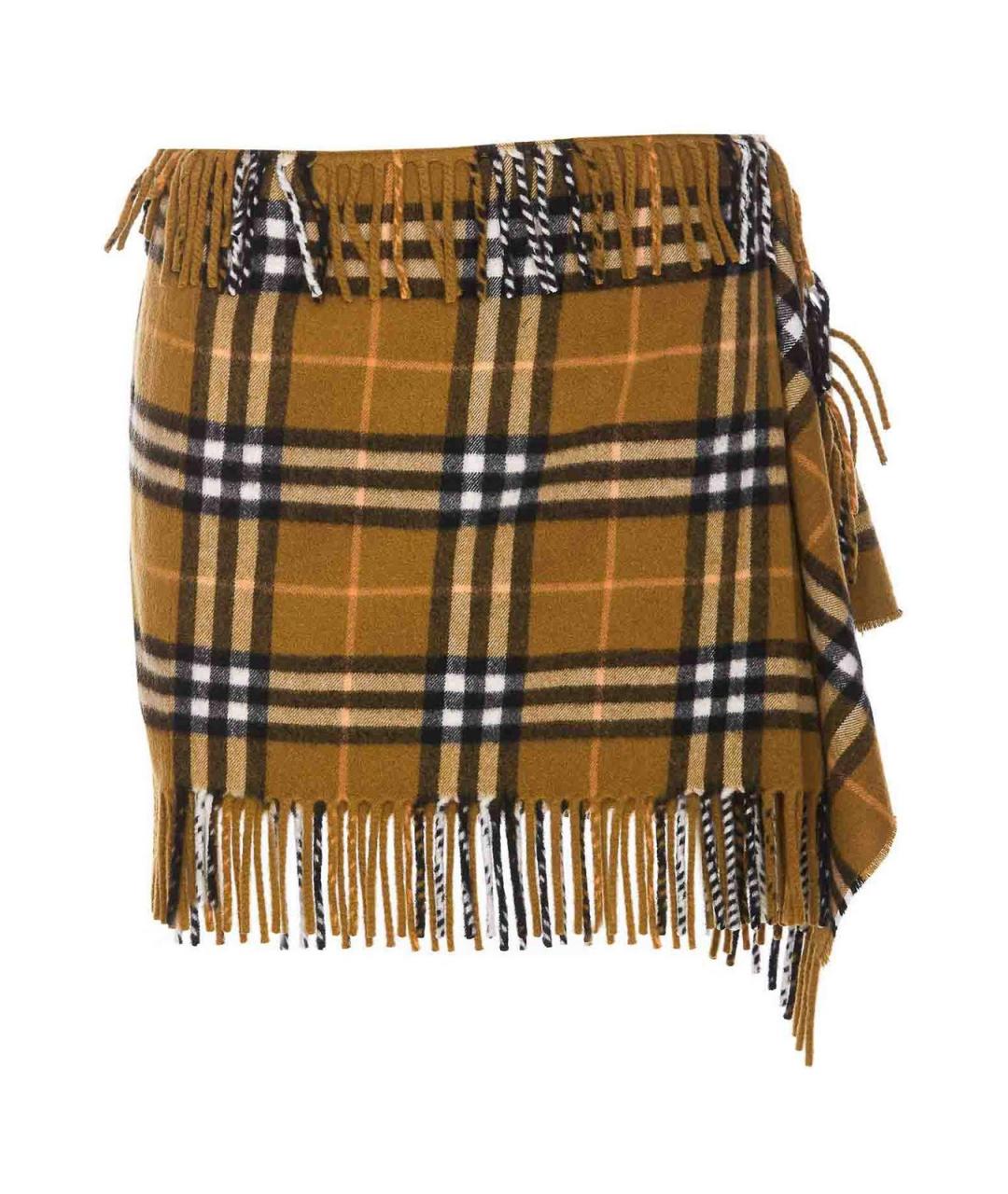 BURBERRY Мульти кашемировая юбка мини, фото 1