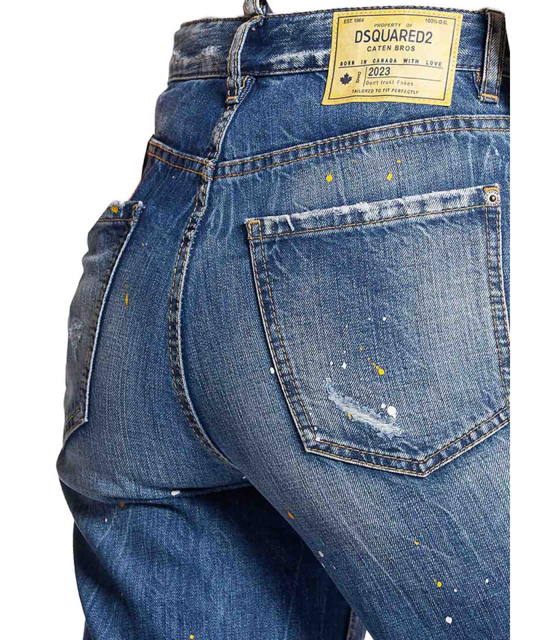 DSQUARED2 Синие хлопковые прямые джинсы, фото 3