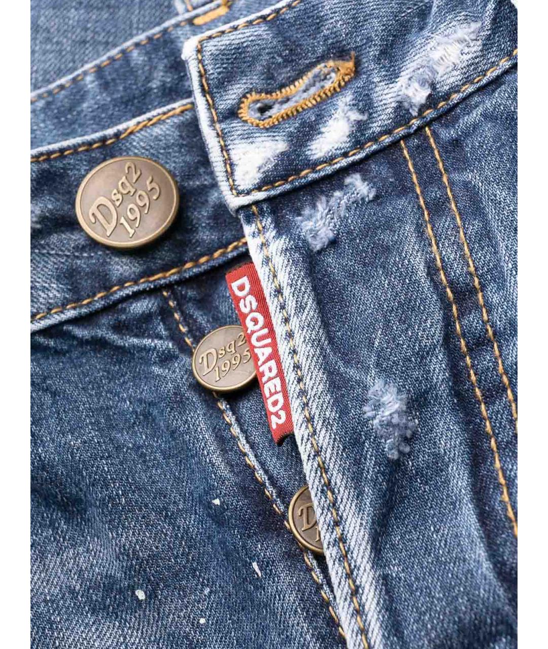 DSQUARED2 Синие хлопковые прямые джинсы, фото 4