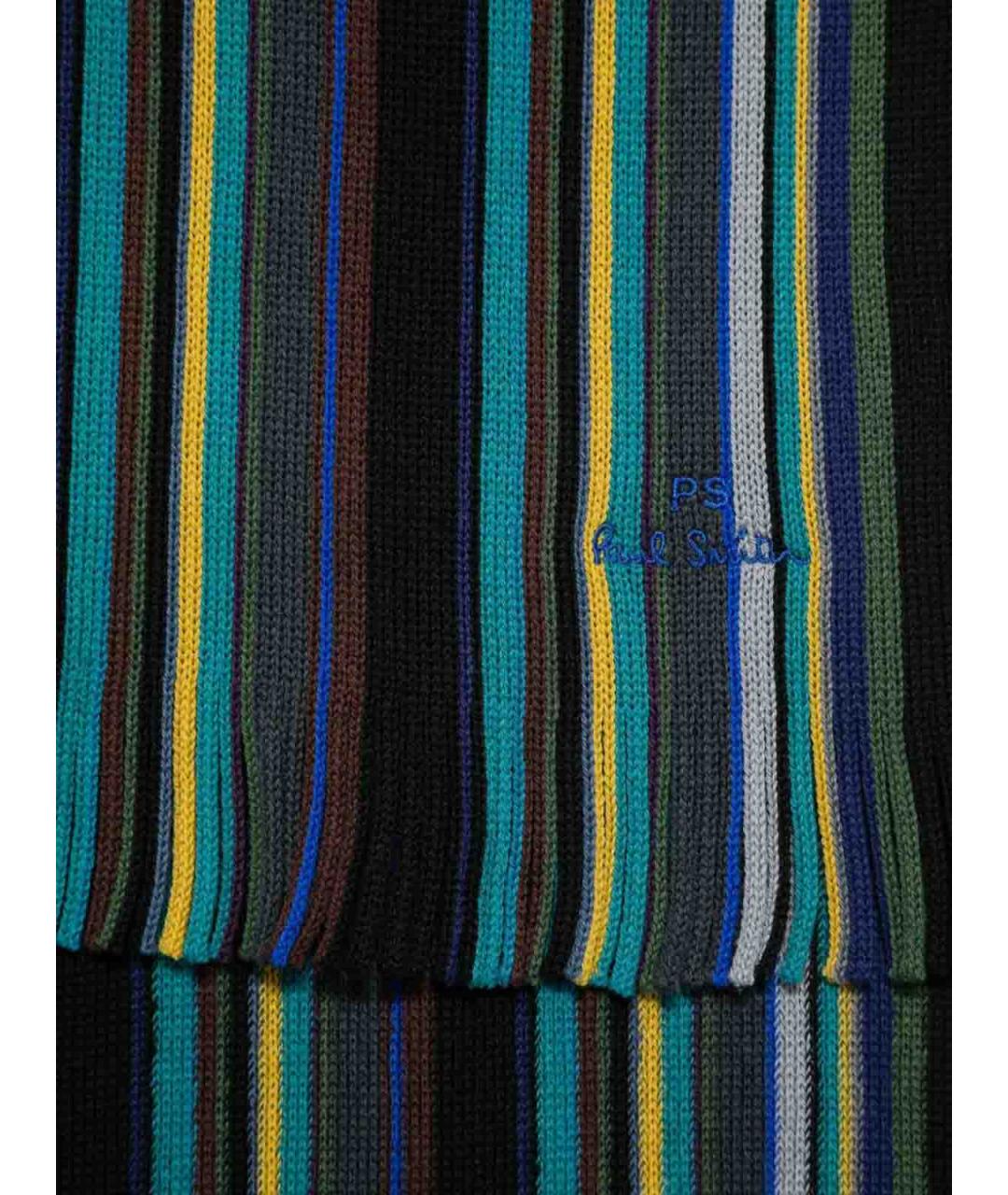PS BY PAUL SMITH Черный шерстяной шарф, фото 2