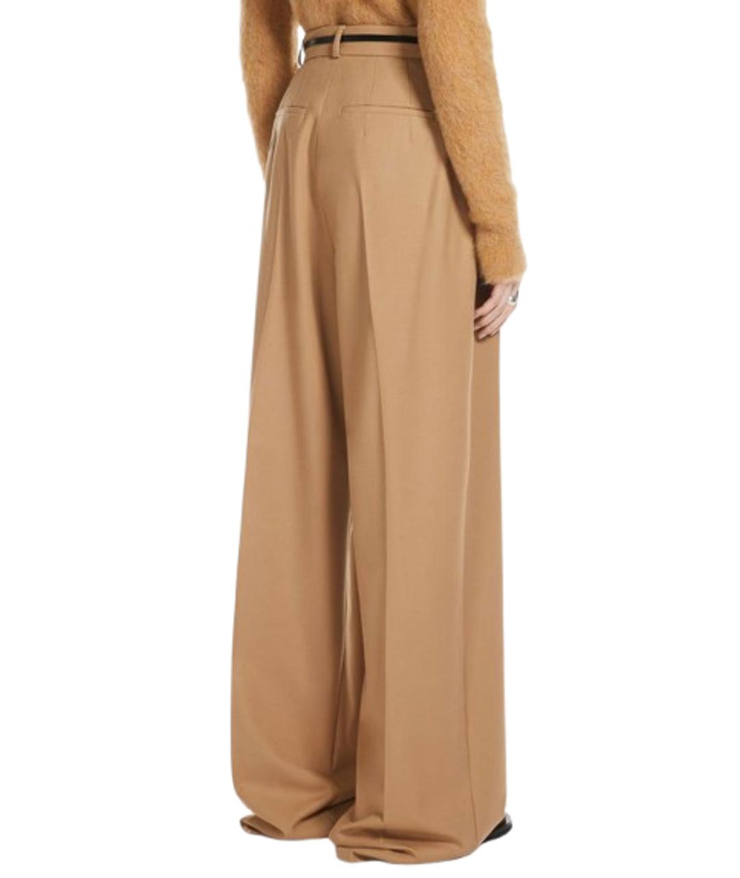 SPORTMAX Бежевые шерстяные брюки широкие, фото 3