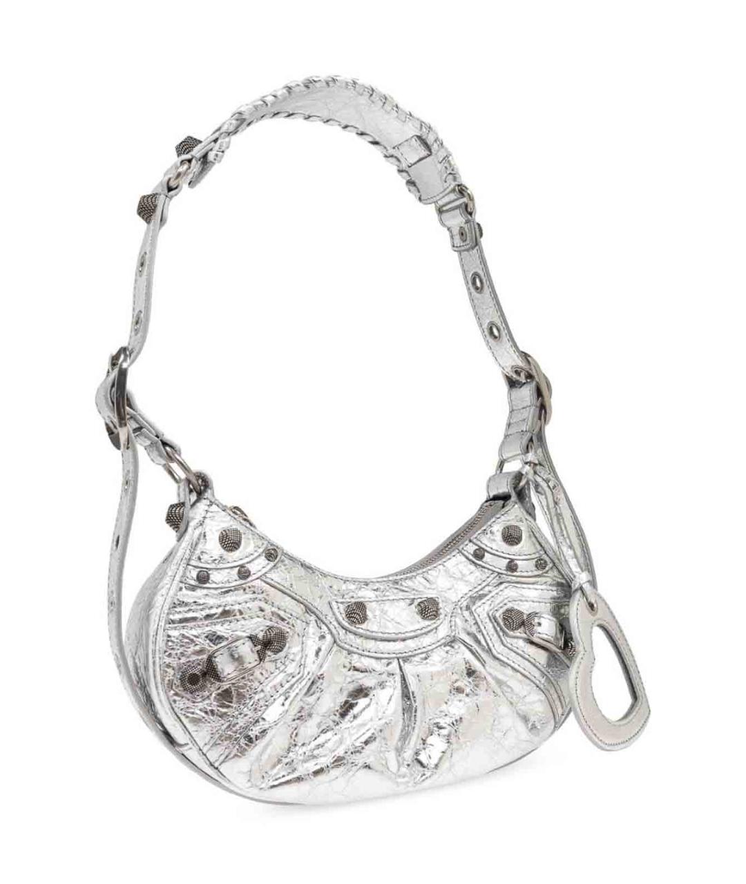 BALENCIAGA Серебряная кожаная сумка через плечо, фото 3