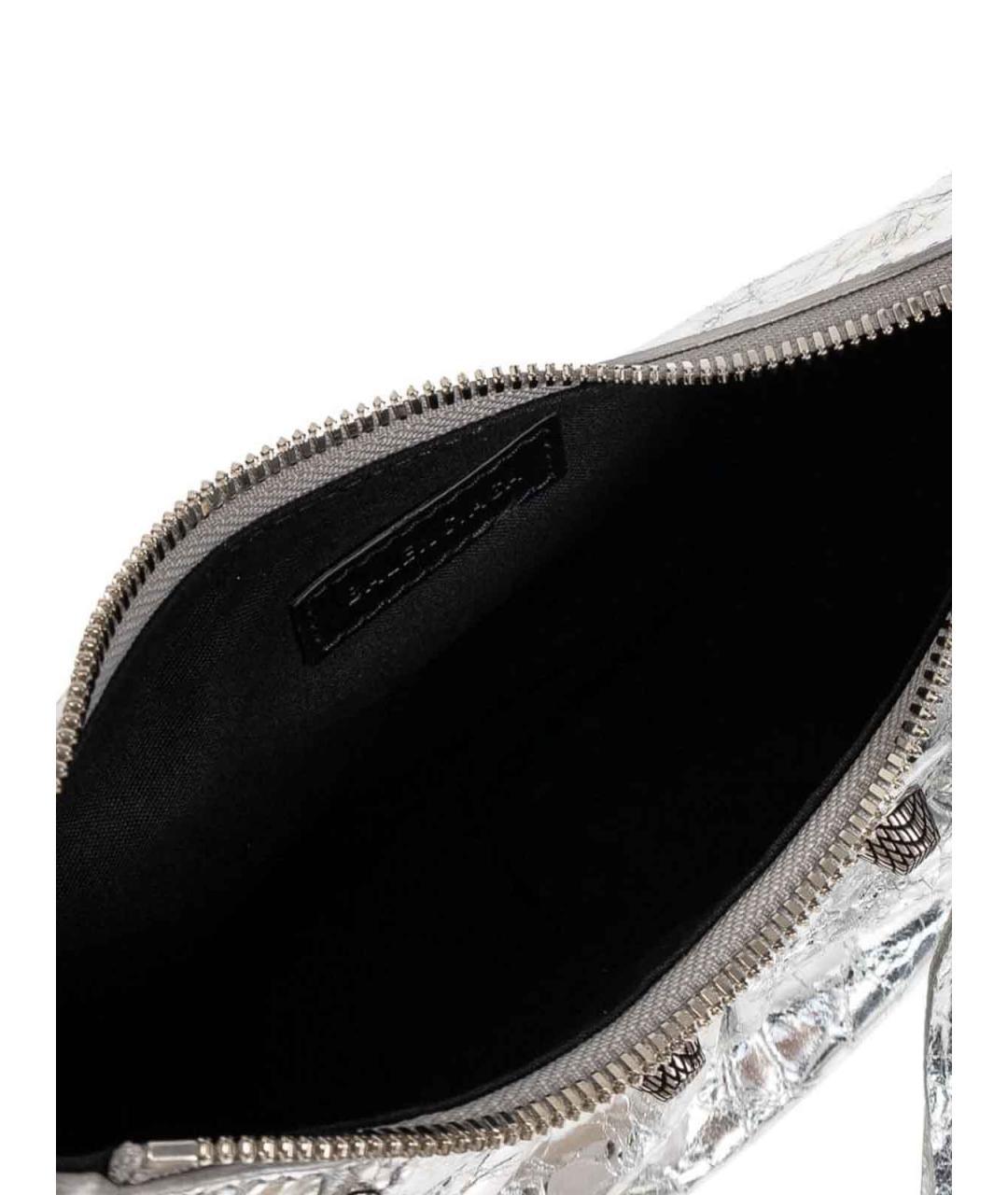 BALENCIAGA Серебряная кожаная сумка через плечо, фото 4
