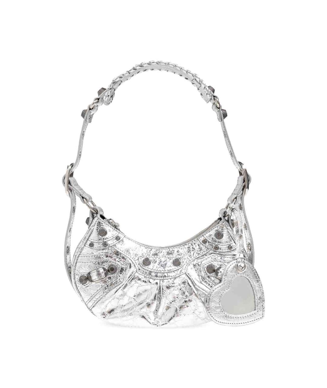 BALENCIAGA Серебряная кожаная сумка через плечо, фото 1