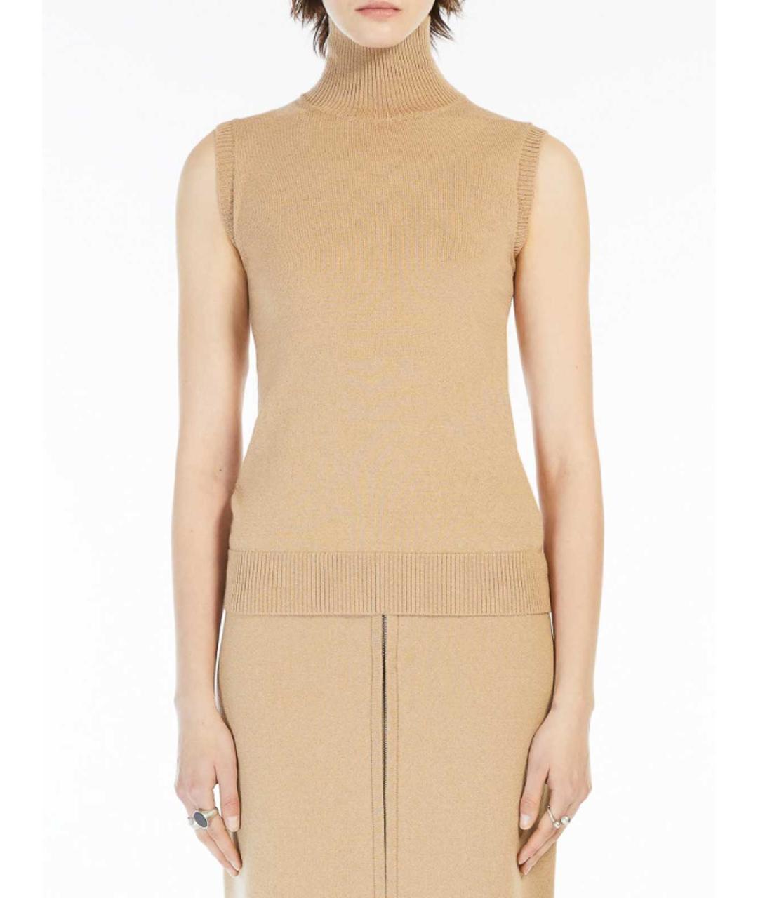 SPORTMAX Бежевая шерстяная жилетка, фото 3