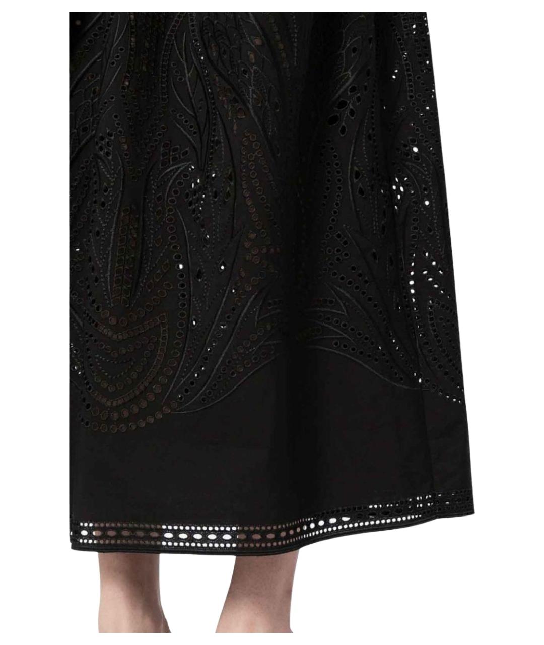 ALBERTA FERRETTI Черная хлопковая юбка миди, фото 5