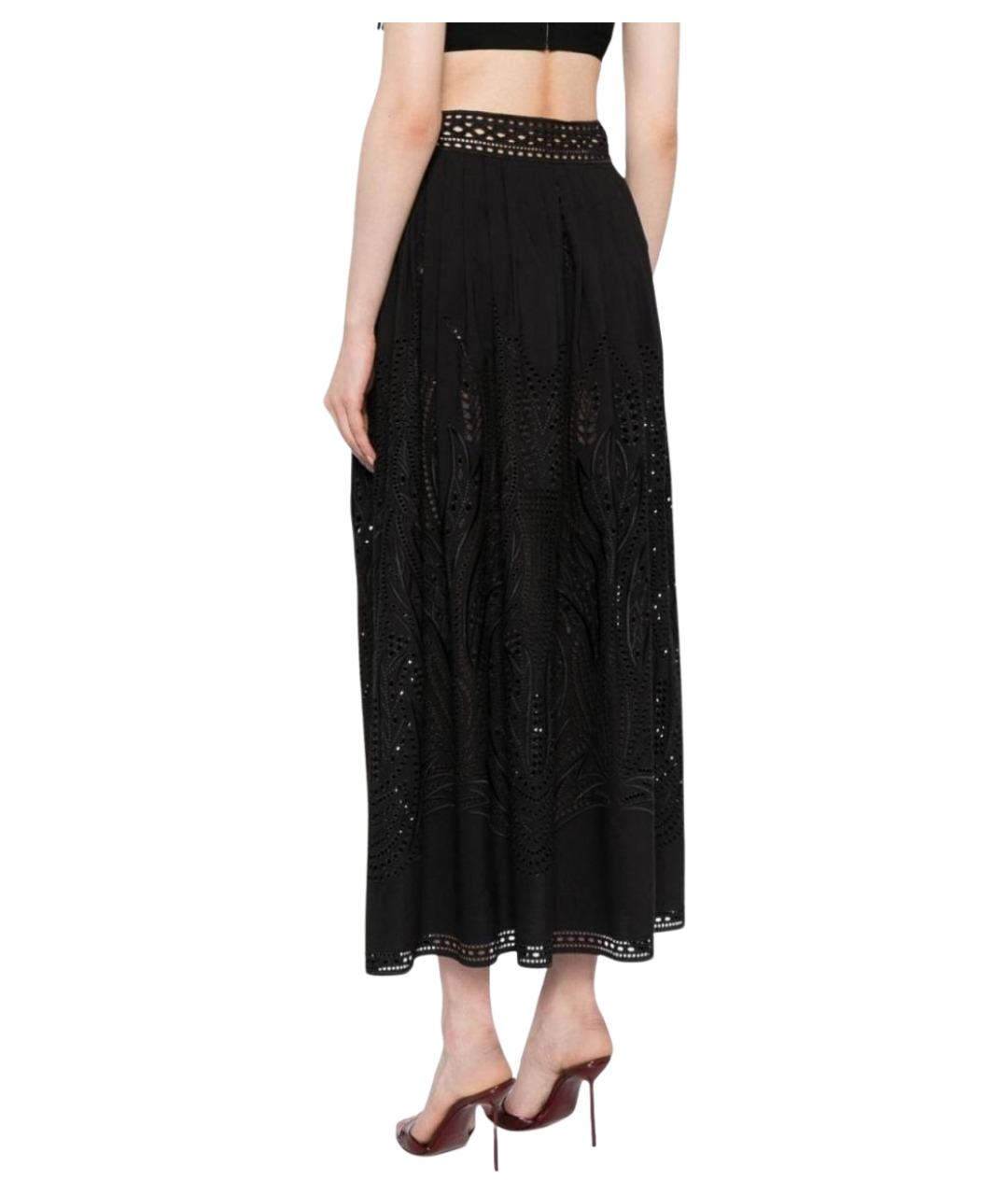 ALBERTA FERRETTI Черная хлопковая юбка миди, фото 4