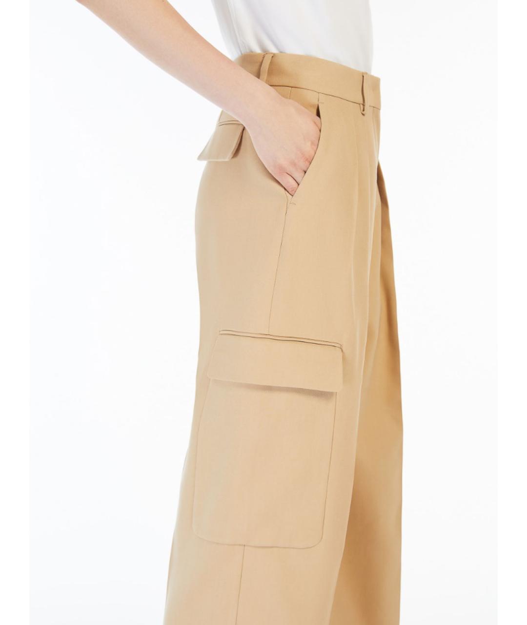 SPORTMAX Бежевые хлопковые прямые брюки, фото 5