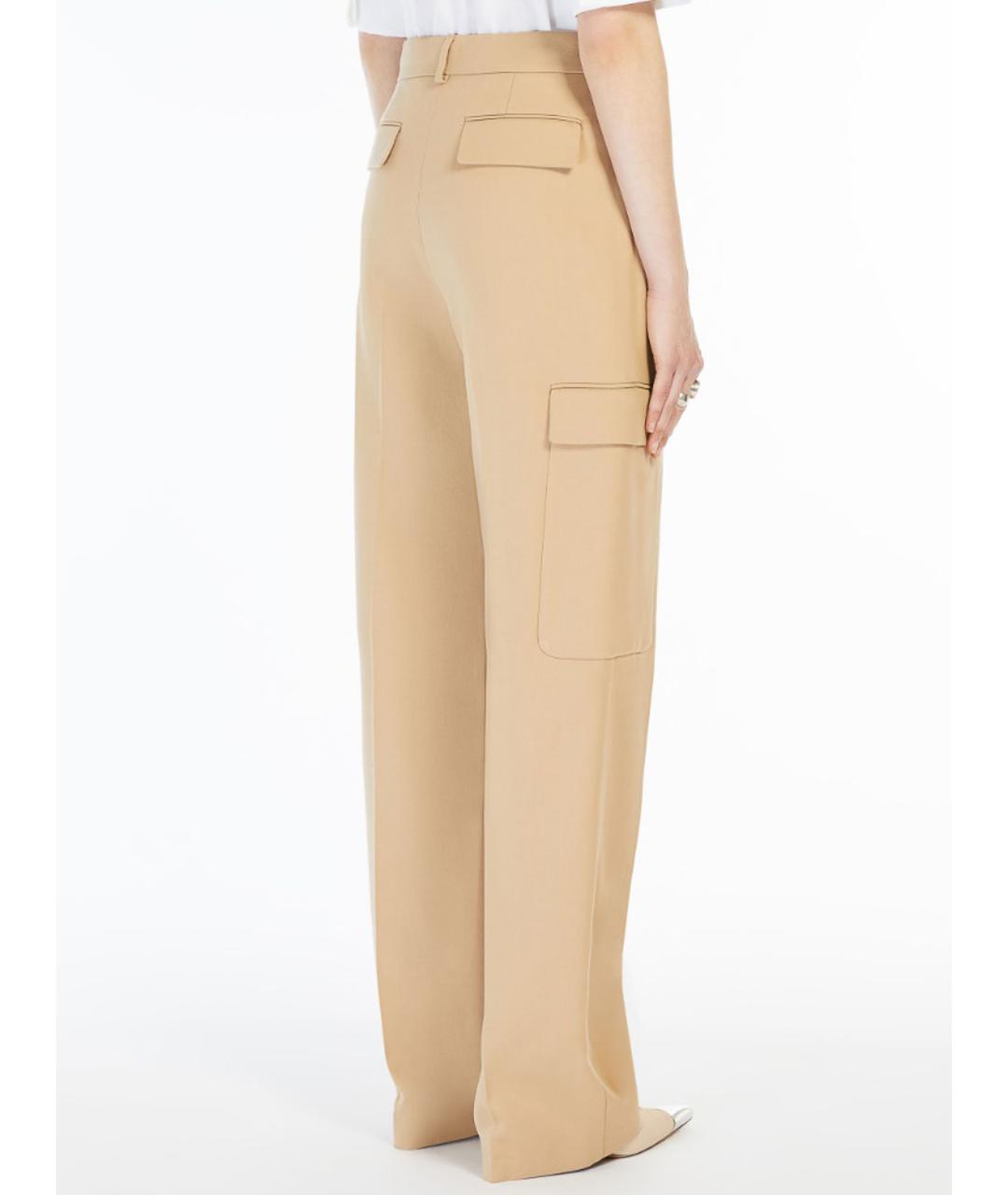 SPORTMAX Бежевые хлопковые прямые брюки, фото 4