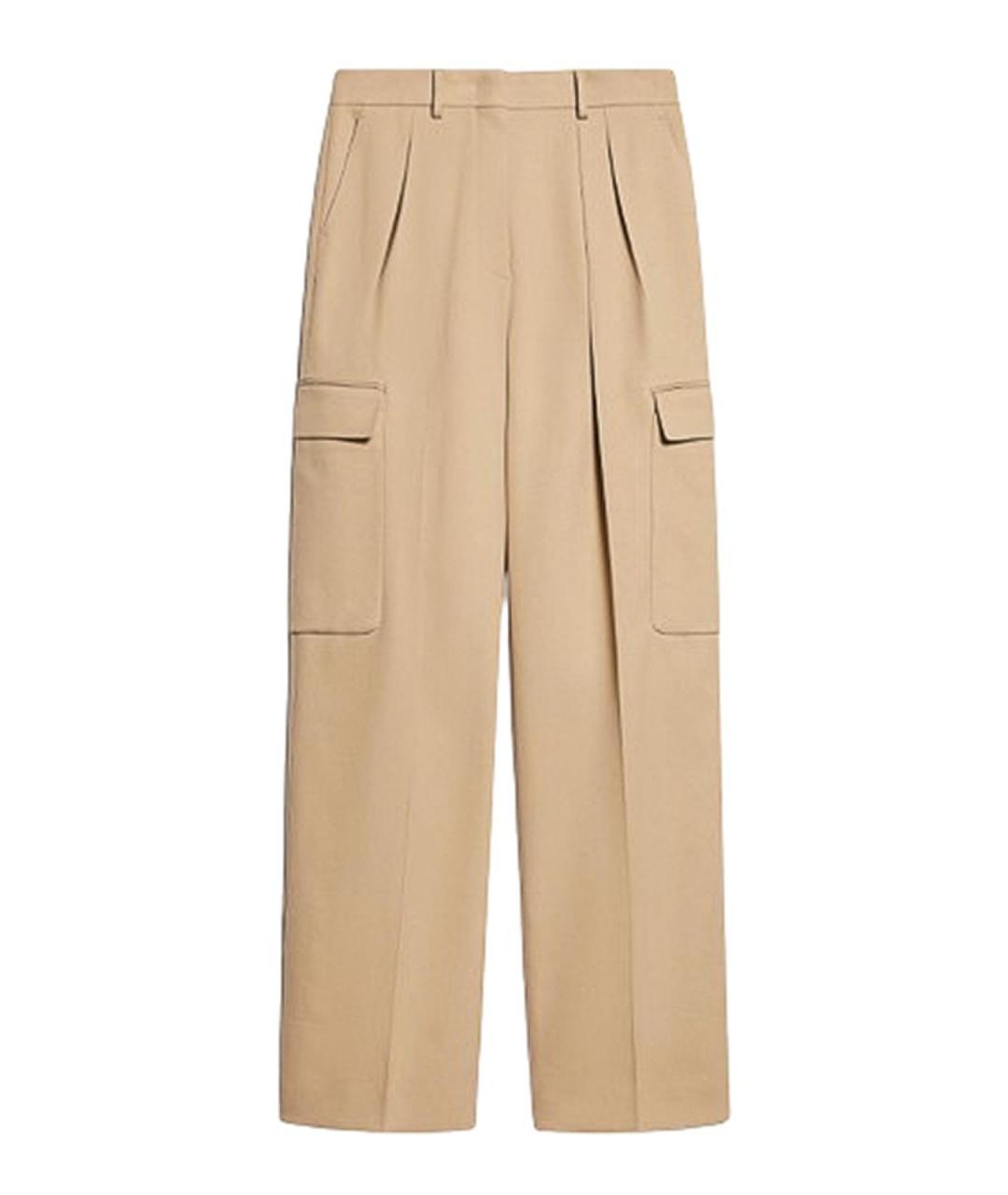 SPORTMAX Бежевые хлопковые прямые брюки, фото 1
