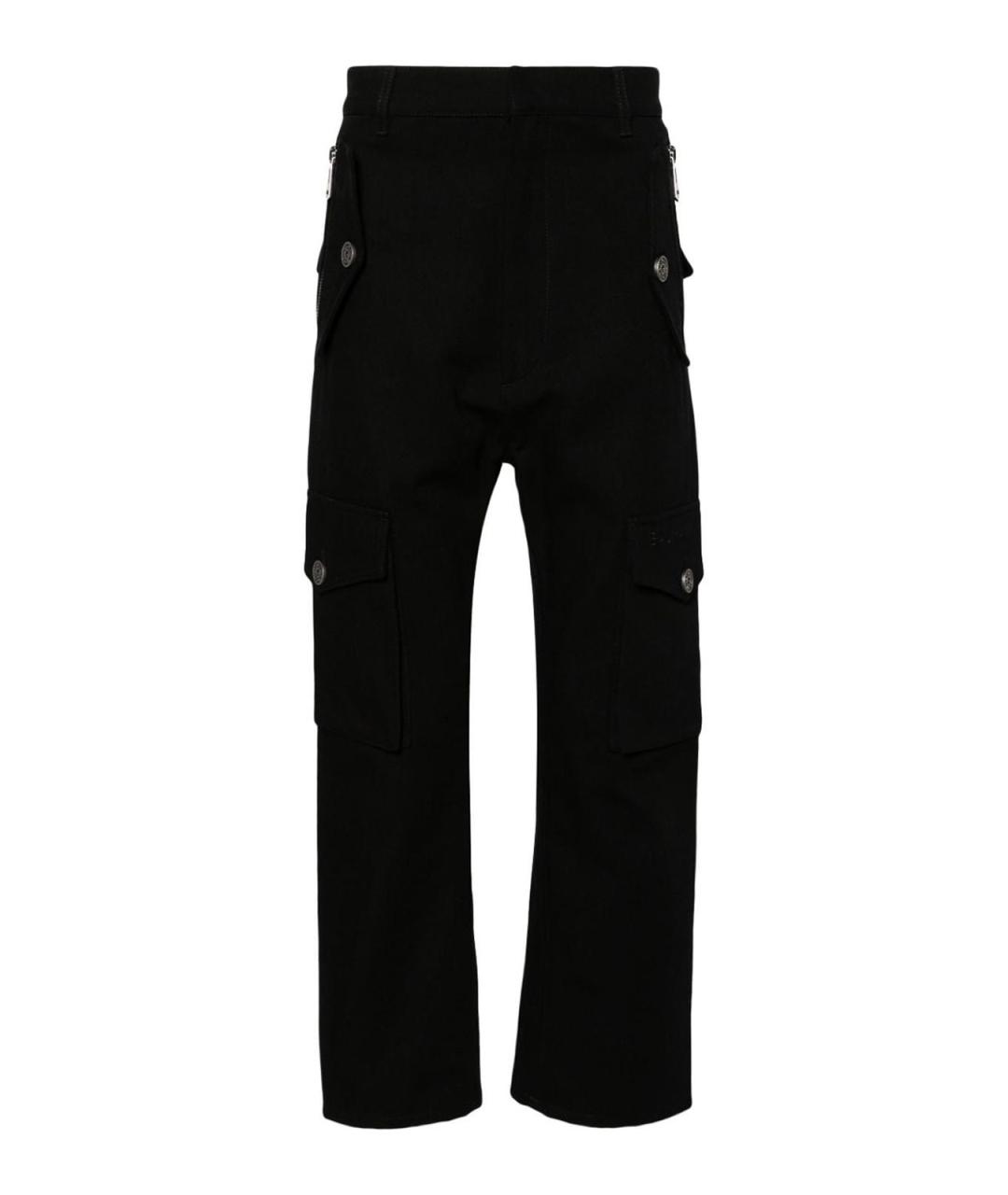 BALMAIN Черные хлопковые повседневные брюки, фото 1