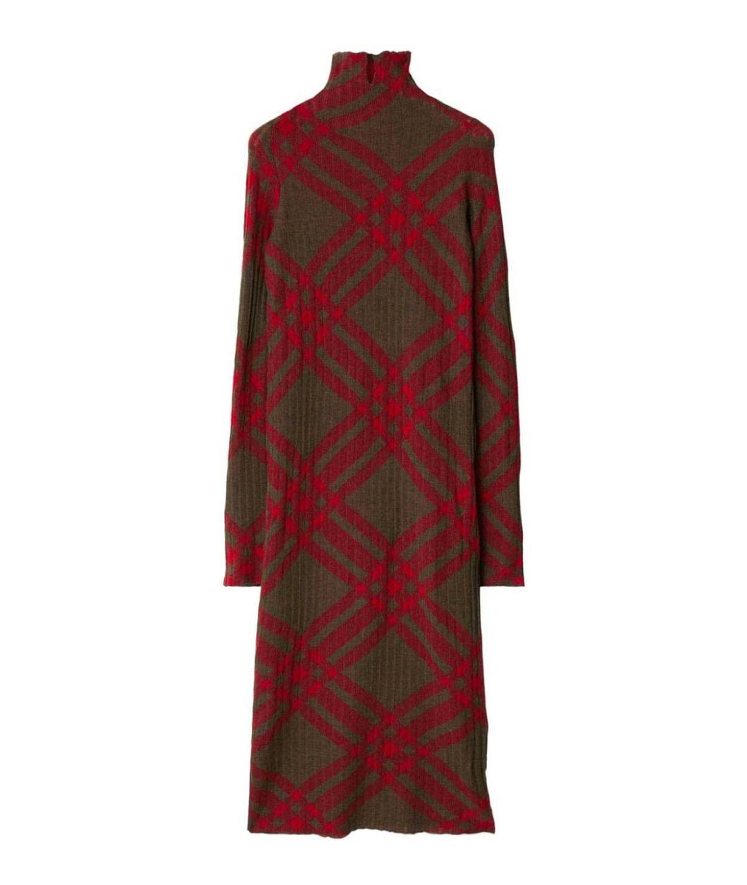 BURBERRY Бордовое шерстяное повседневное платье, фото 2