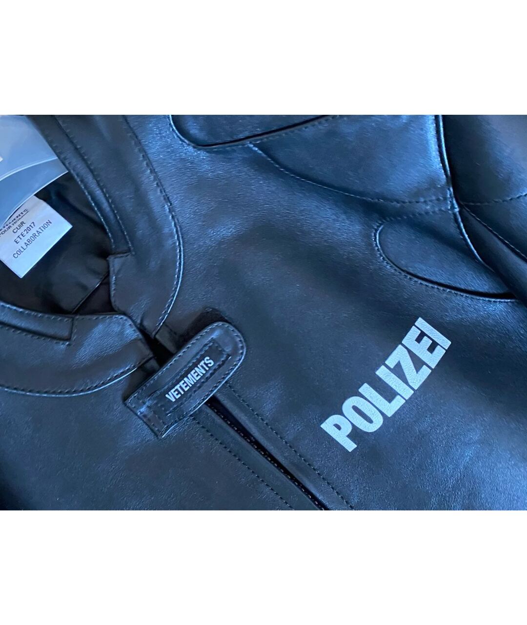 VETEMENTS Черная кожаная куртка, фото 4
