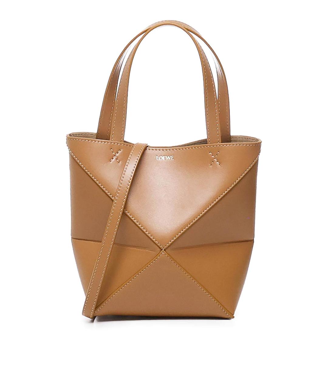 LOEWE Бежевая кожаная сумка тоут, фото 1
