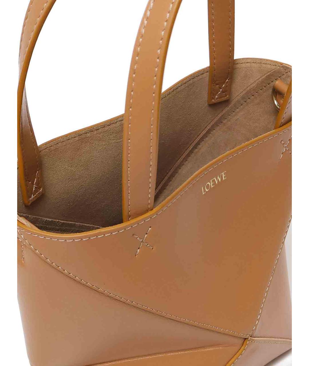 LOEWE Бежевая кожаная сумка тоут, фото 4