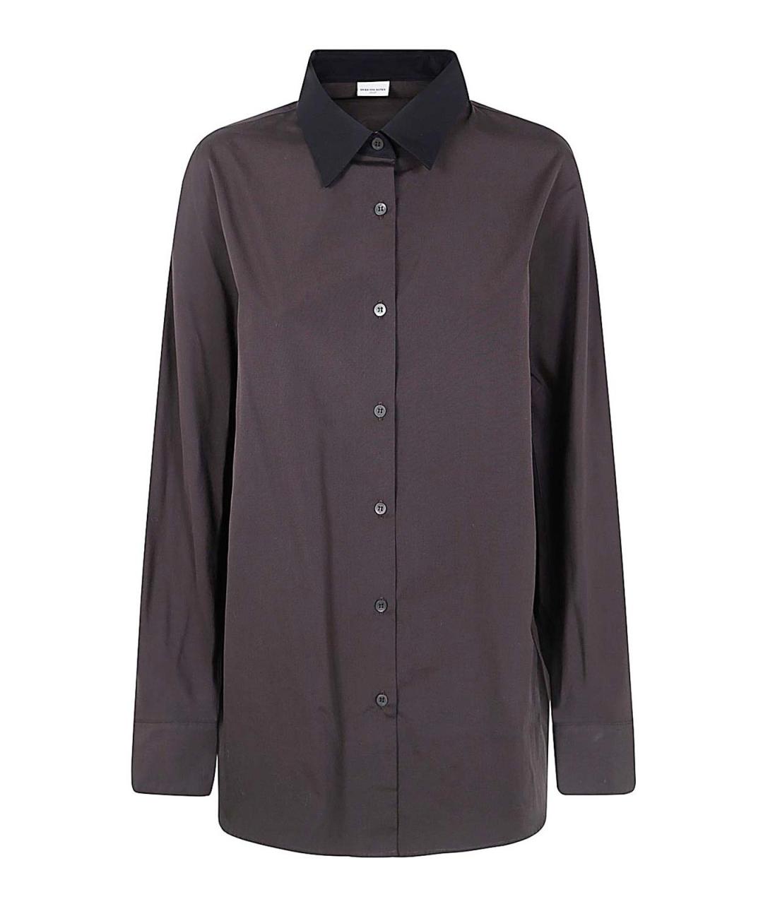 DRIES VAN NOTEN Коричневая хлопковая рубашка, фото 1