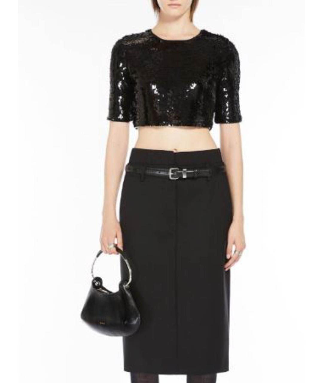 SPORTMAX Черная полиамидовая футболка, фото 3