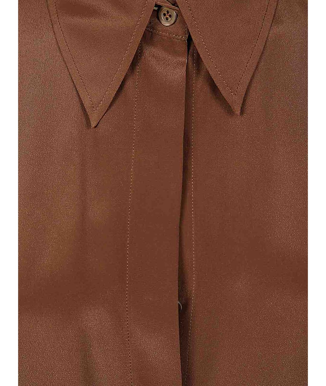DRIES VAN NOTEN Коричневая шелковая рубашка, фото 3