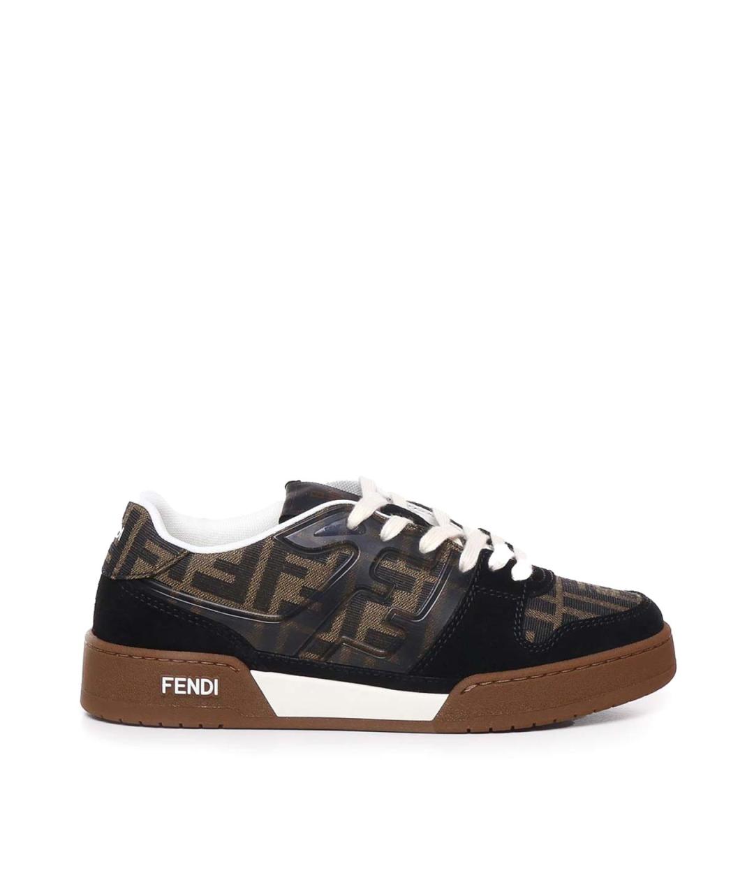 FENDI Коричневые текстильные кроссовки, фото 1