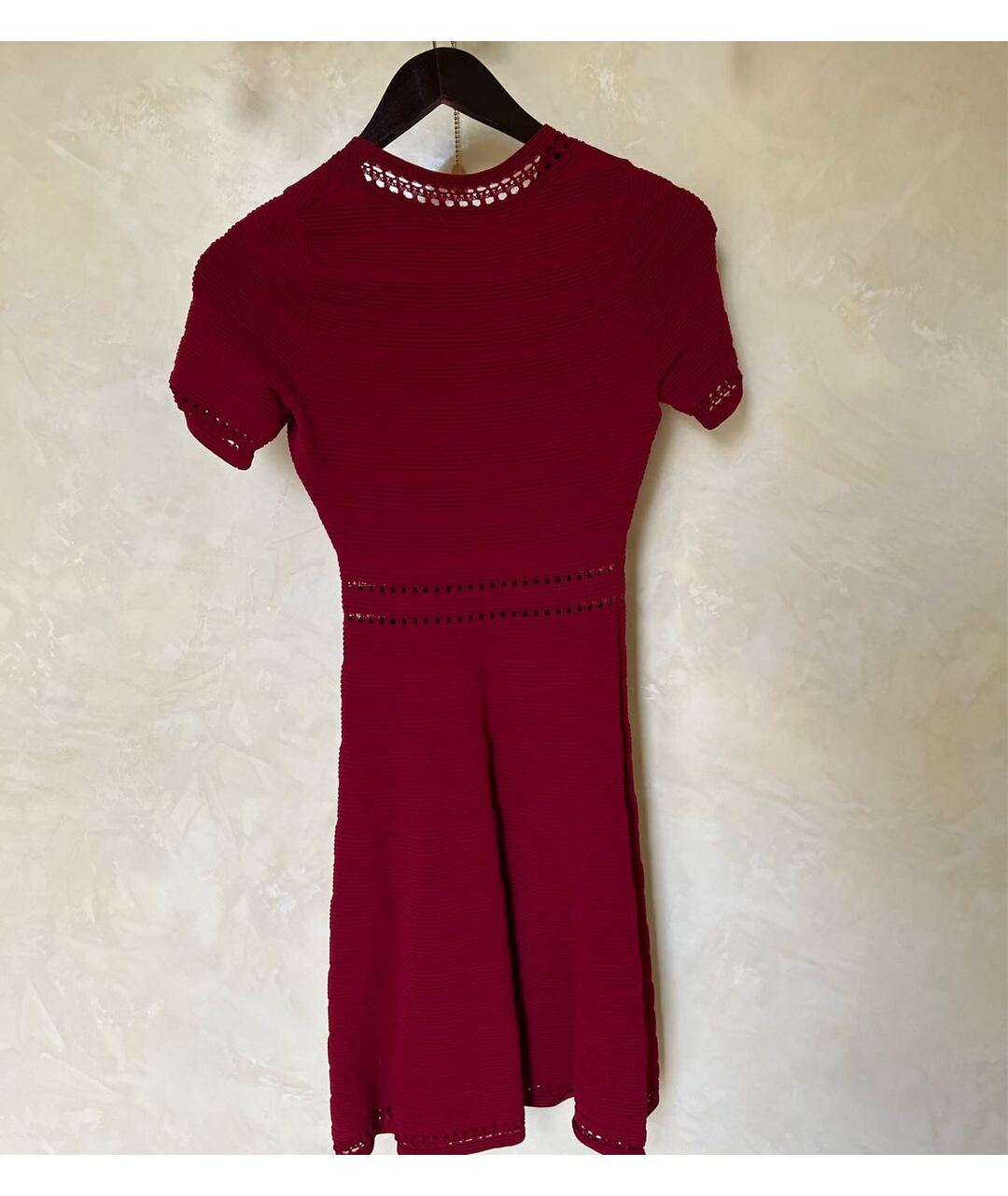 SANDRO Бордовое вискозное коктейльное платье, фото 2